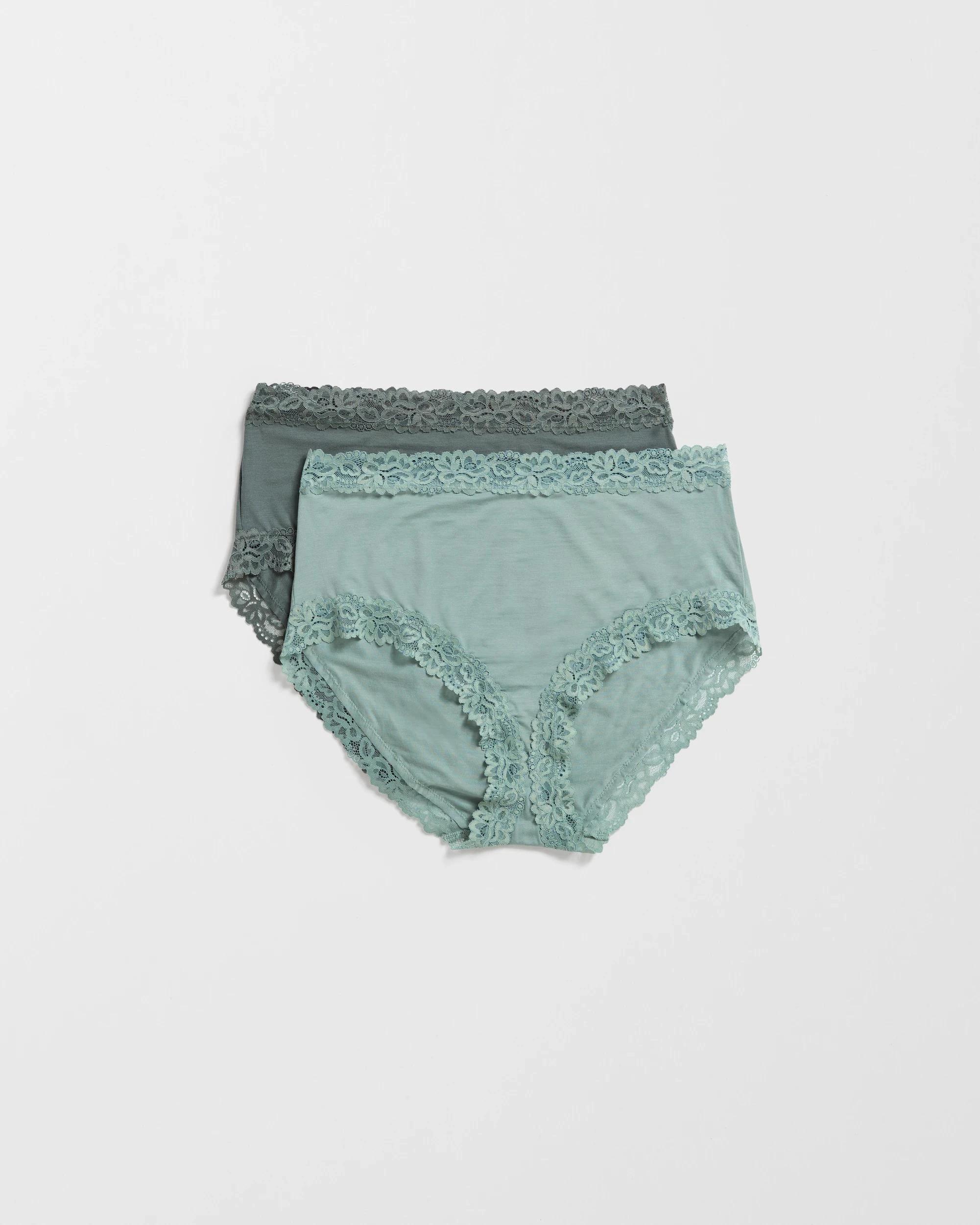 1 Target Womens Modal and Lace Full Briefs 2 Pack BLASAM/CHINOIS GREEN, 1 of 4