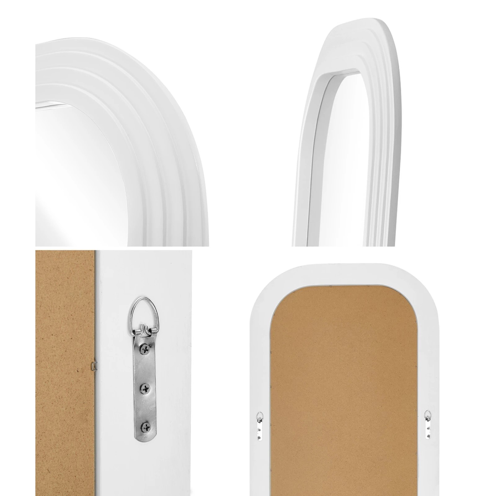 6 Oikiture Full Length Arch Mirror 165x60cm Wood Top Rounded Corner Bedroom - White, 6 of 10