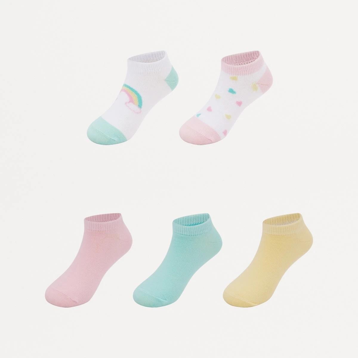 1 5 Pack Low Cut Socks PASTEL RAINBOW, 1 of 3