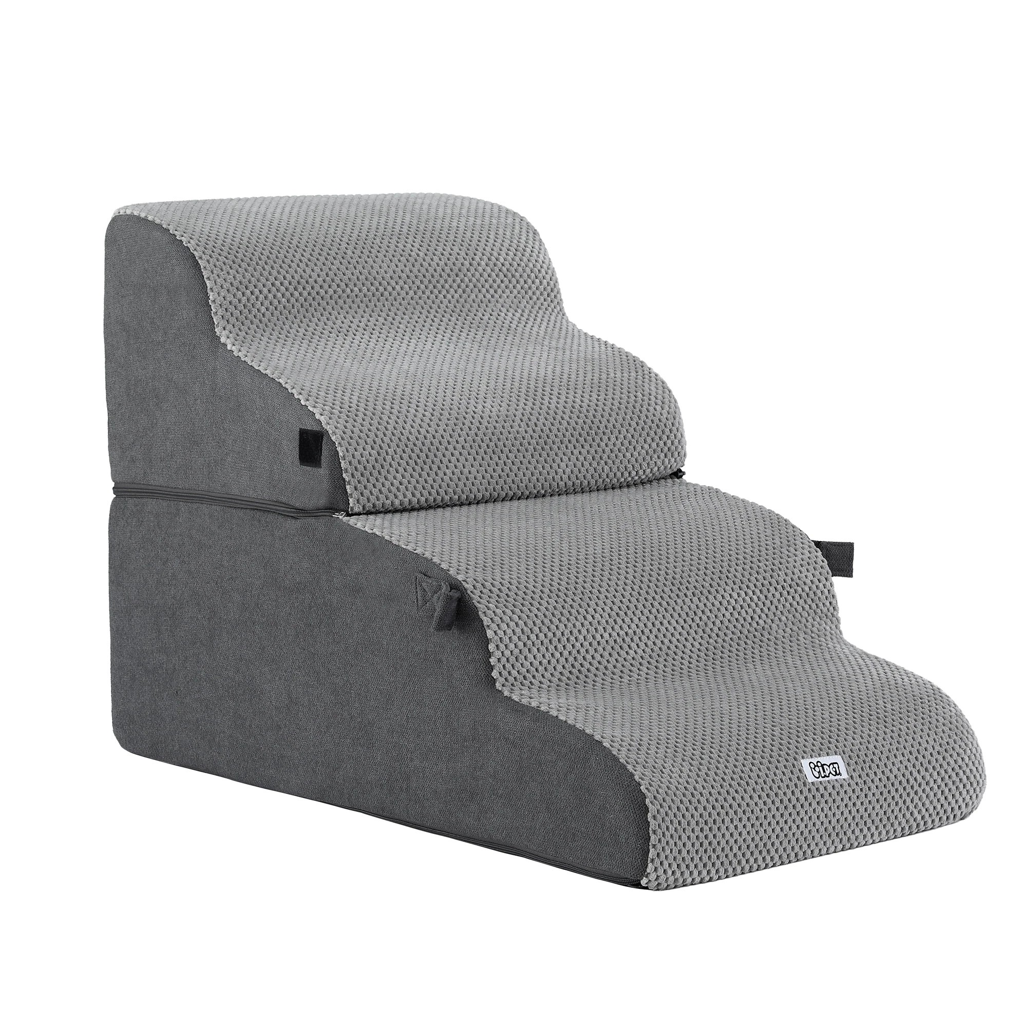 1 i.Pet Dog Stairs and Bed 2-in-1 Sofa Car Foam Non-Slip Washable Pet Stairs - Grey, 1 of 6