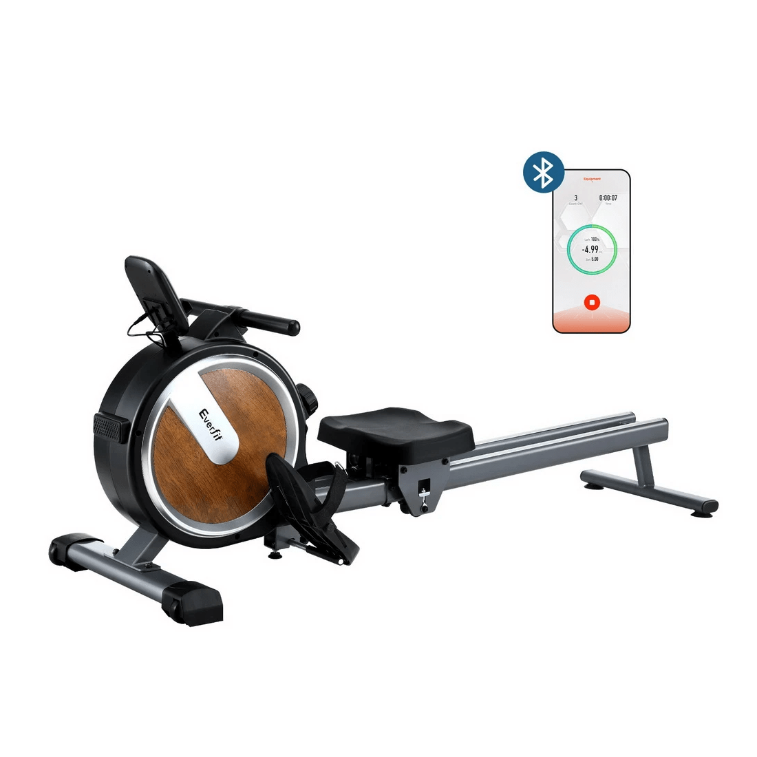 1 Everfit 16 Level Magnetic Rowing Machine for Home with App Connect Walnut - Pine, 1 of 2