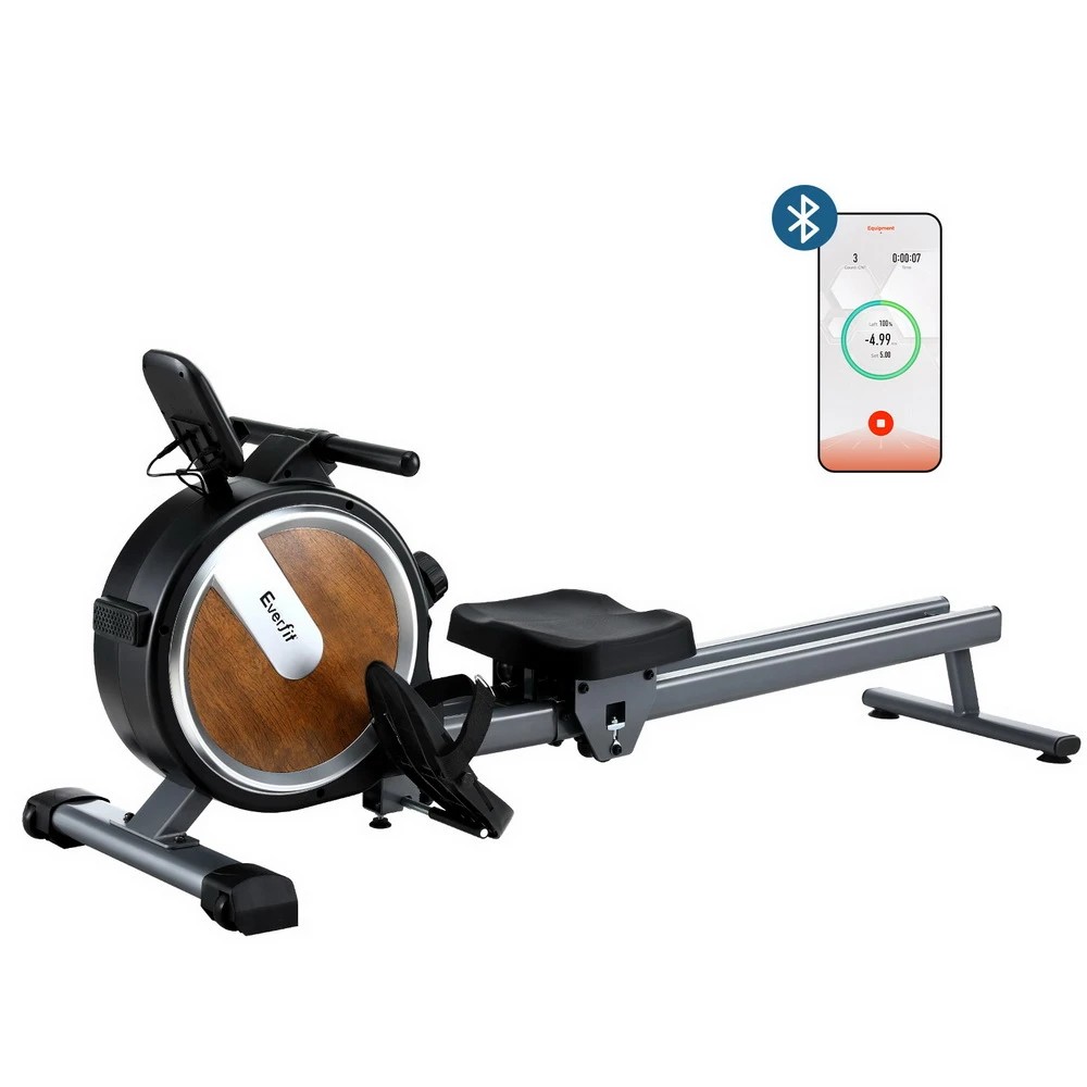 1 Everfit 16 Level Magnetic Rowing Machine for Home with App Connect Walnut - Pine, 1 of 6