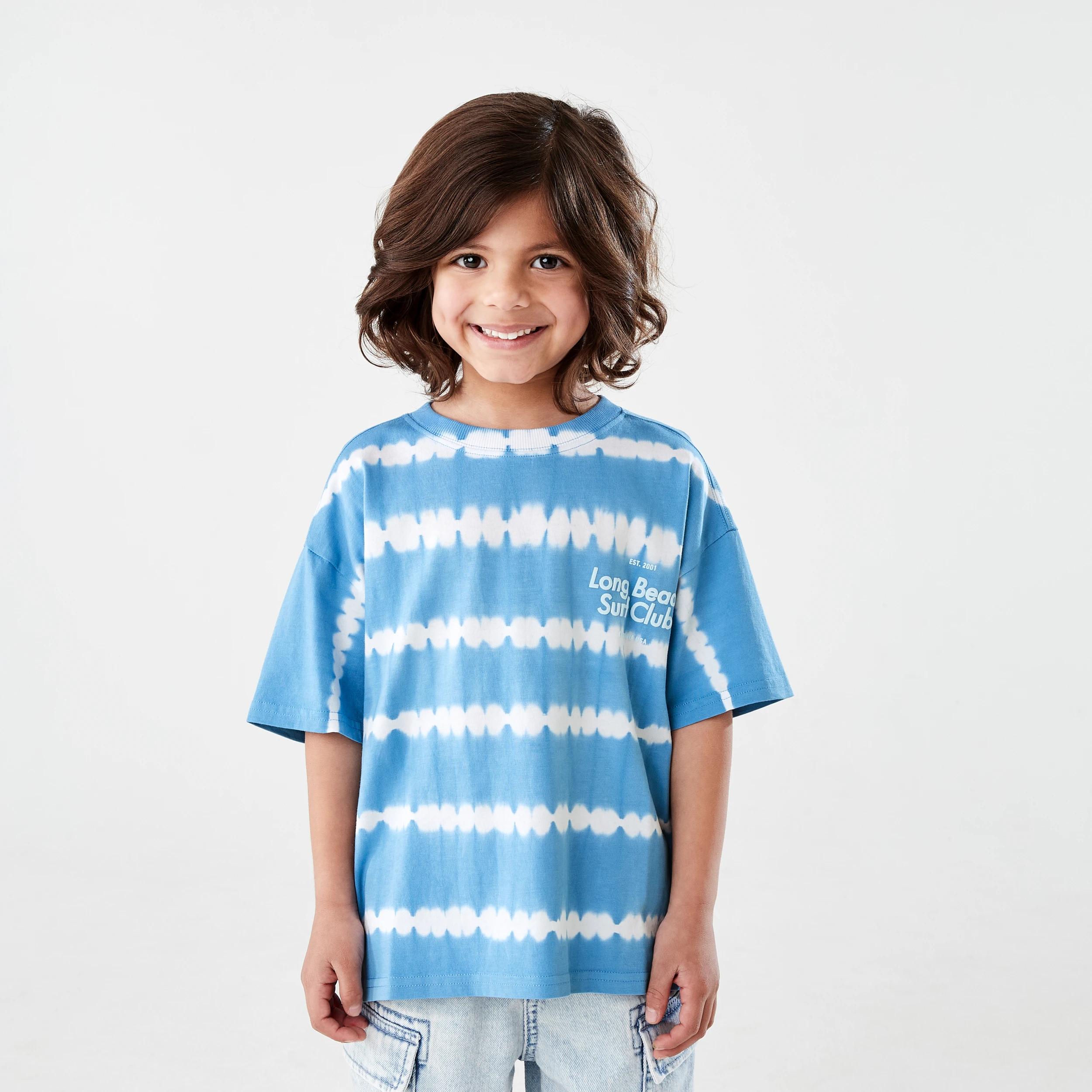 1 Short Sleeve Oversized Tie Dye T-shirt LONG BEACH SURF  BLUE, 1 of 7