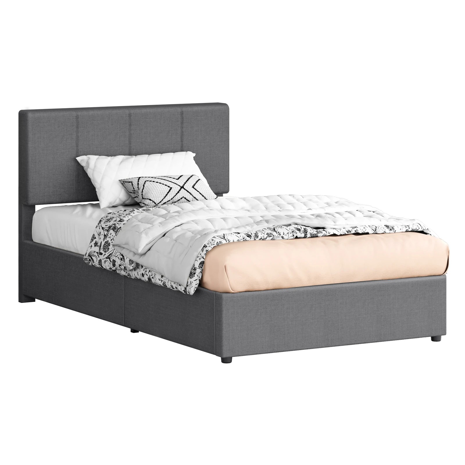 1 Alfordson Bed Frame King Single Gas Lift Storage Adjustable Headboard Luria - Grey, 1 of 9