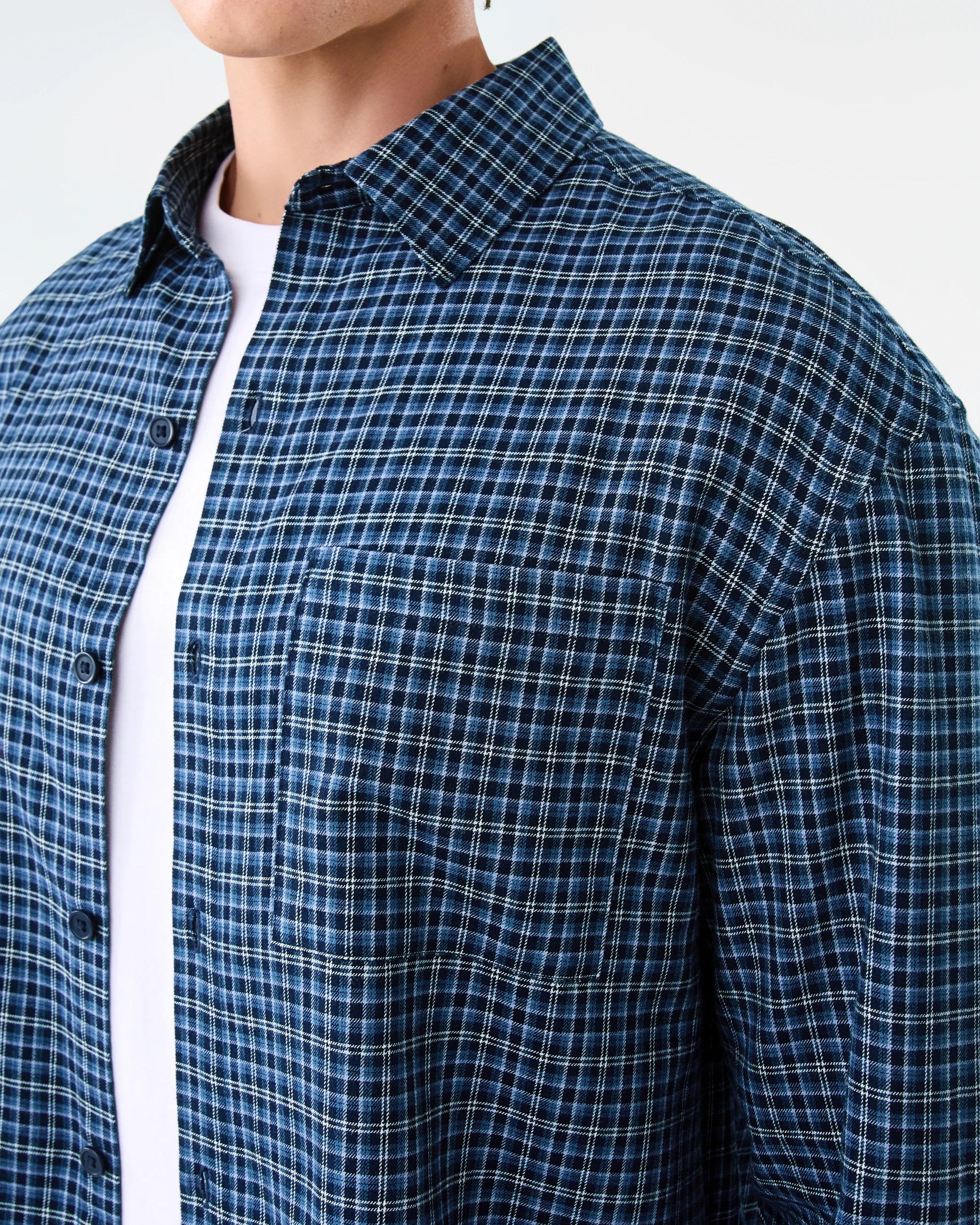 7 Long Sleeve Boxy Shirt Nvy Check, 7 of 9