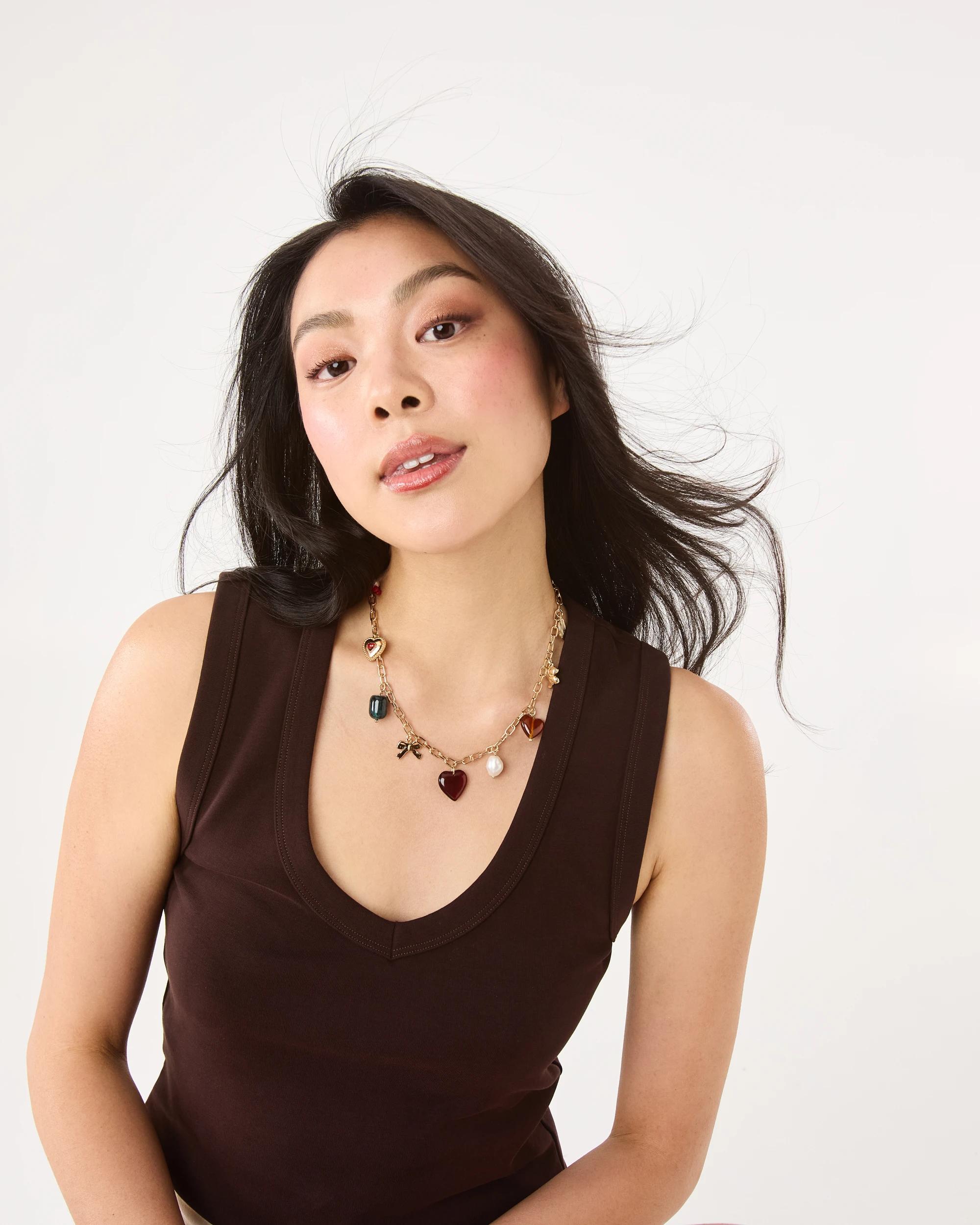 6 Heart Charms Necklace - Gold Tone Gold, 6 of 7