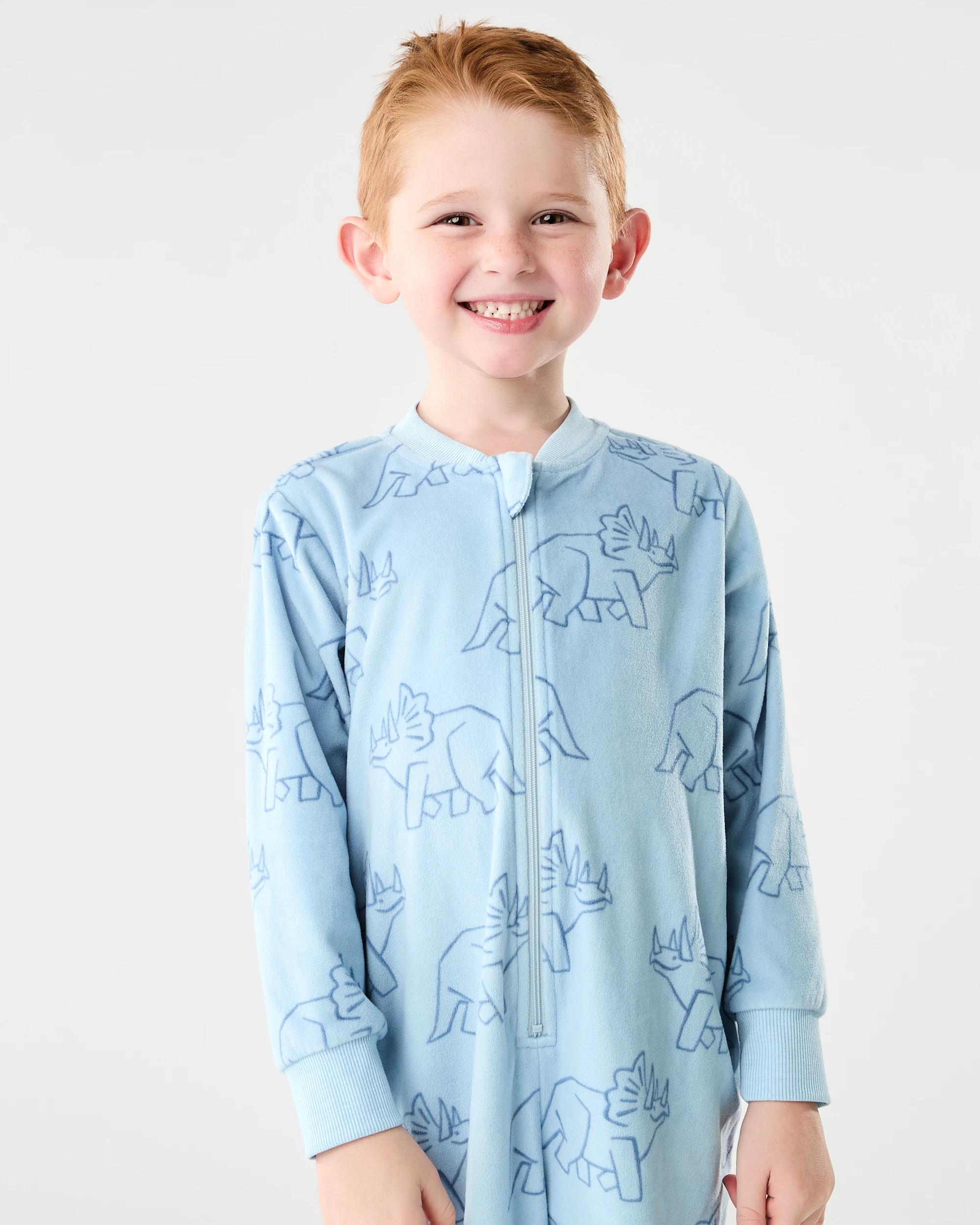 3 Fleece All-in-One Sleepsuit Blu Dino, 3 of 9