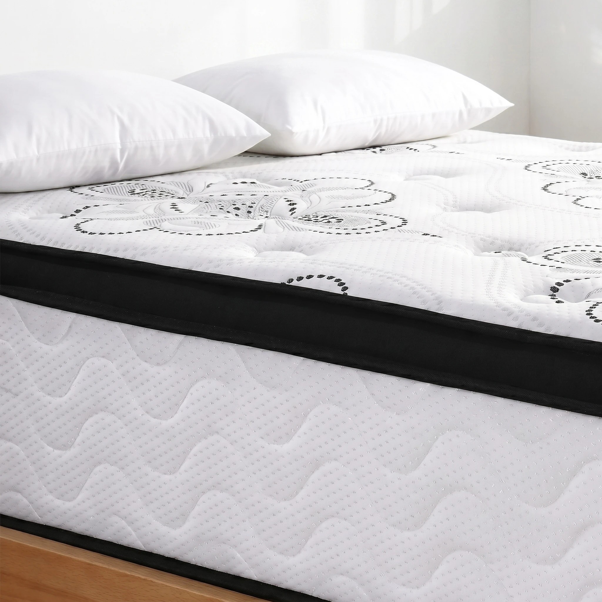 4 Giselle Bedding Mattress 30cm Pocket Spring Euro Top Medium Firm - Double Bed - White, 4 of 8