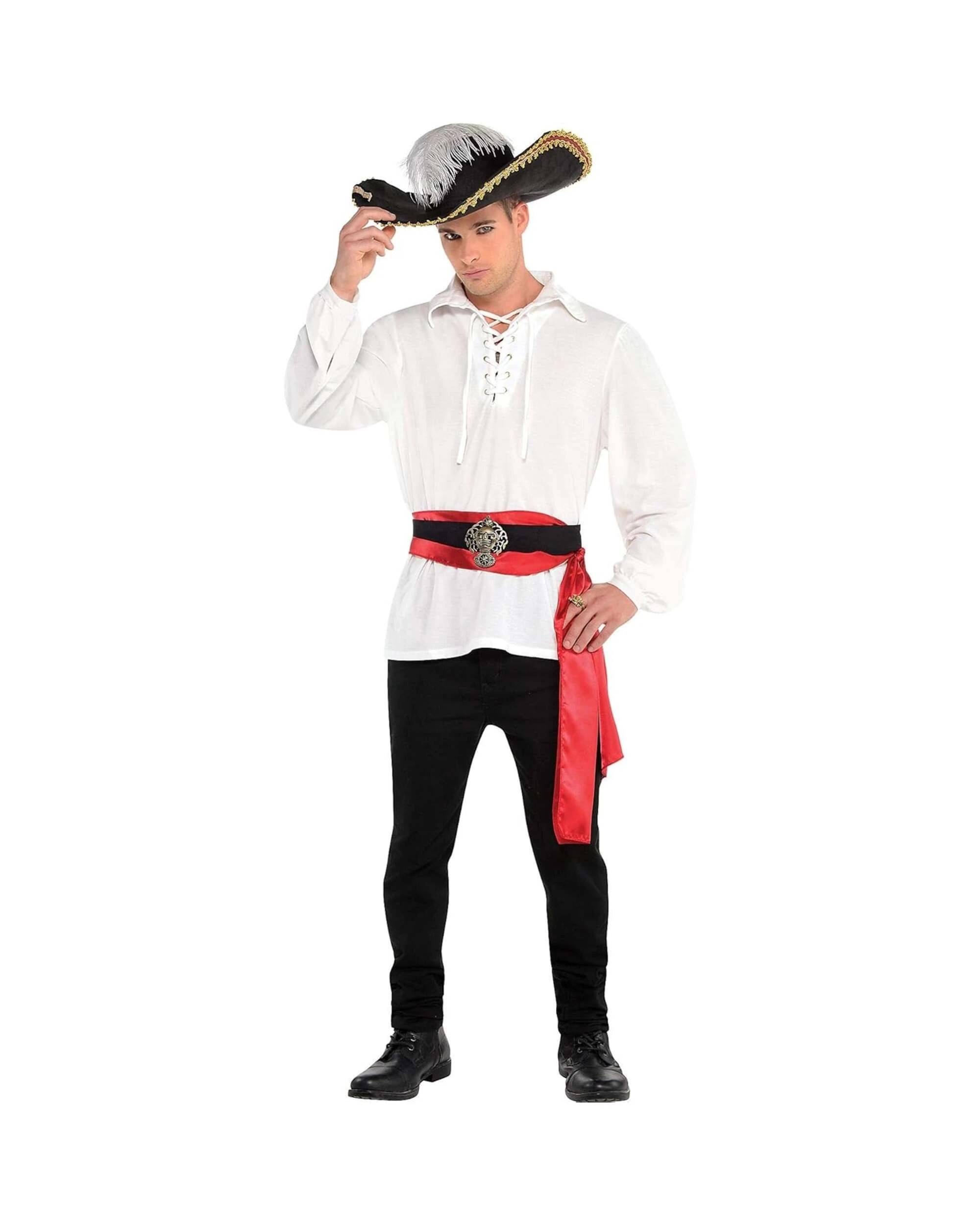 1 Amscan Inc. Pirate Ivory White Adult Shirt Standard - One Size - White, 1 of 3