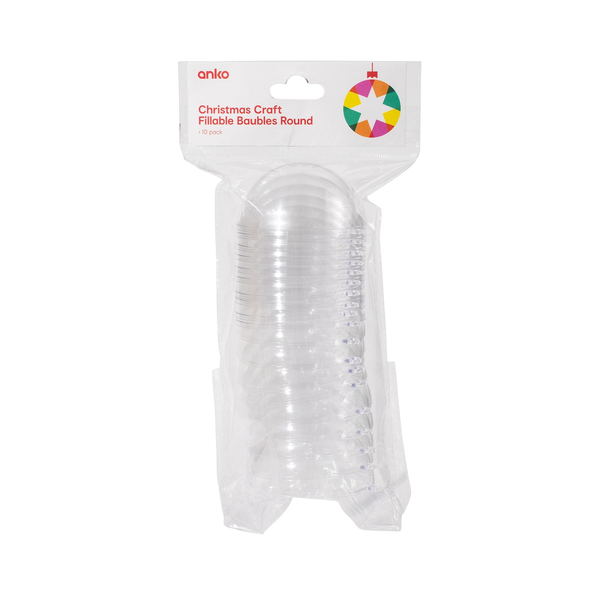 1 10 Pack Christmas Craft Fillable Baubles - Round, 1 of 4