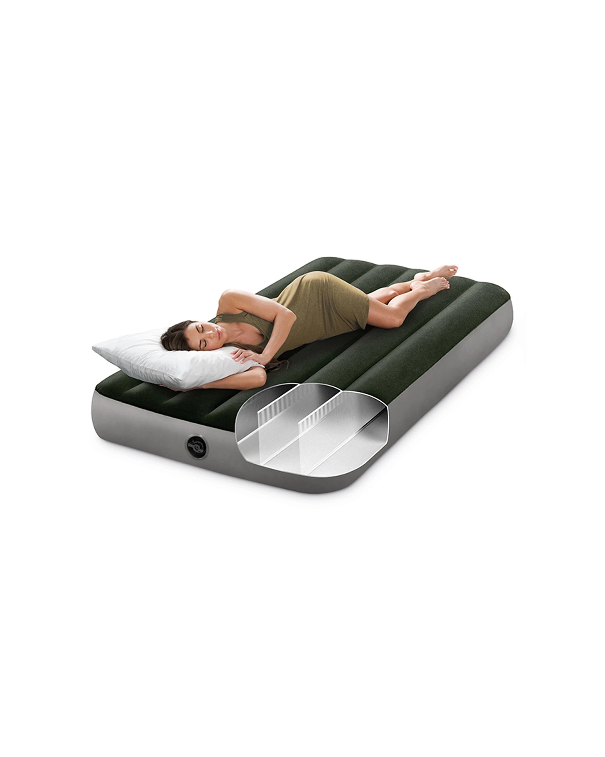 2 Intex Dura-Beam Downy Infaltable Airbed With Foot Bip - Twin Bed - Grey, 2 of 5