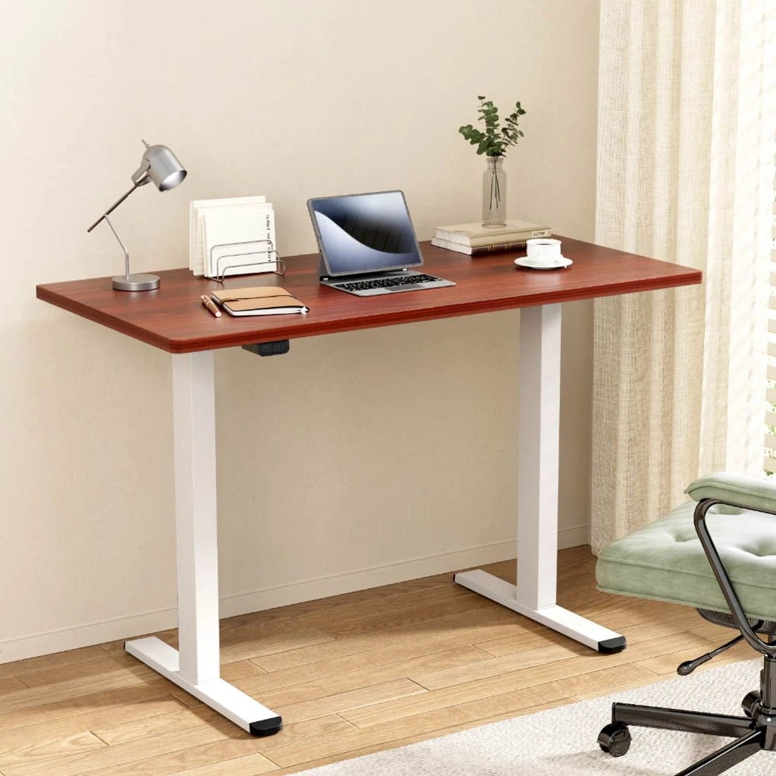 3 Artiss Standing Desk Motorised Sit Stand Desks Walnut 120CM - Brown, 3 of 7