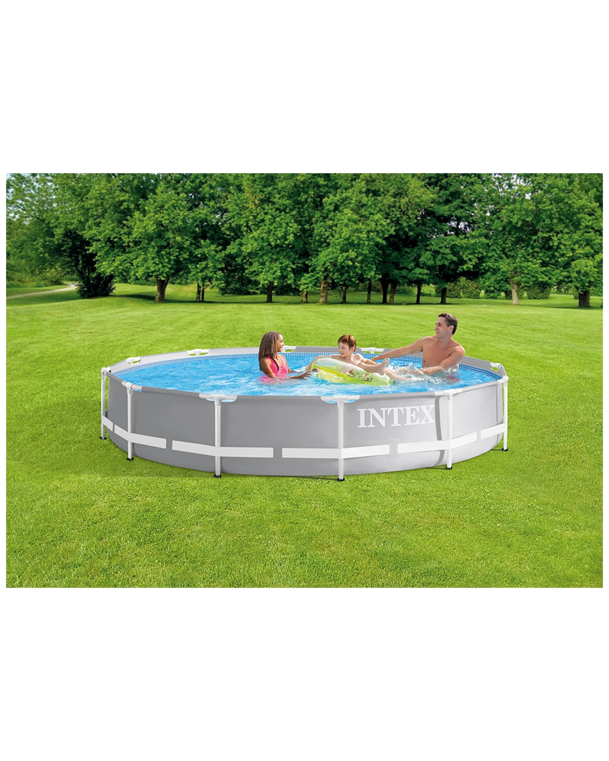 7 Intex 3.66mx76cm Prism Frame Premium Above Ground Swimming Pool Set Outdoor - Grey, 7 of 7