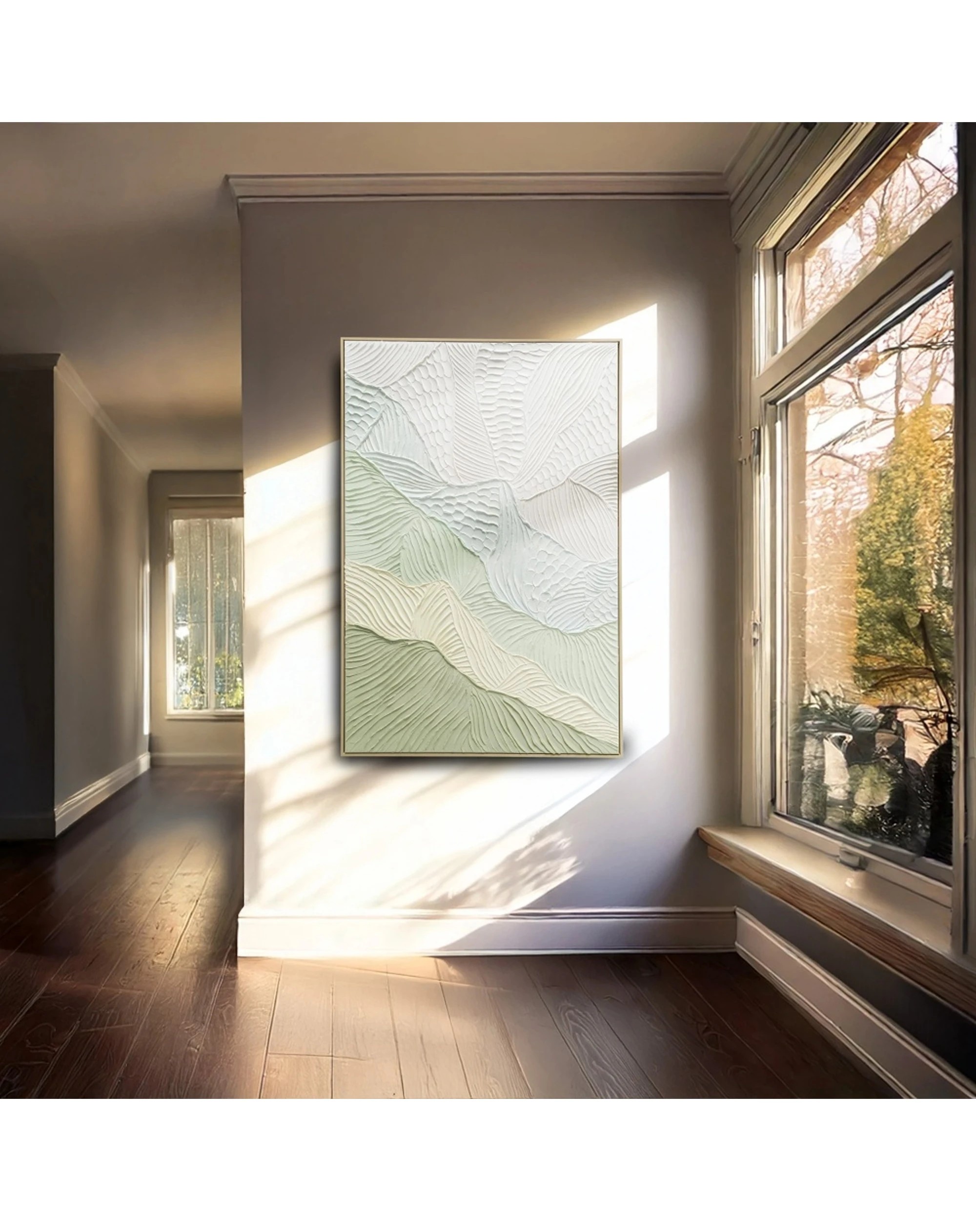 5 Urban Style Brushmarks Oil Painting Textured Artwork Sage Ripple 825x1225mm - Green, 5 of 6