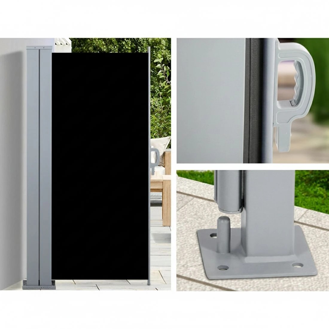 5 Instahut Side Awning Outdoor Blinds Sun Shade Retractable Screen 2X6M BK - Black, 5 of 6