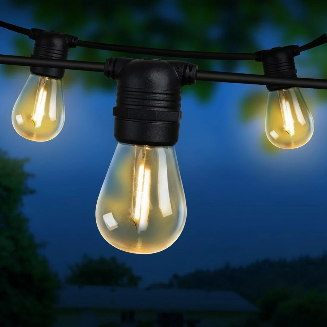 5 14m LED Festoon String Lights Christmas Decorations Wedding Party Outdoor Garden - Black, 5 of 5