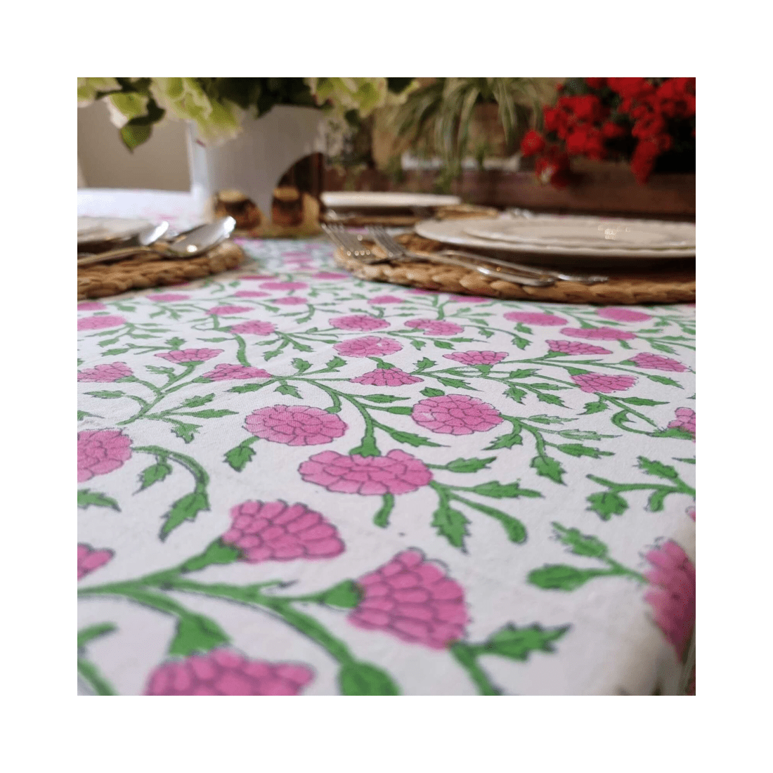 5 Kolka Rectangle Square Tablecloth Table Cover Flower Pattern Dining Table Cloth - Pink, 5 of 6