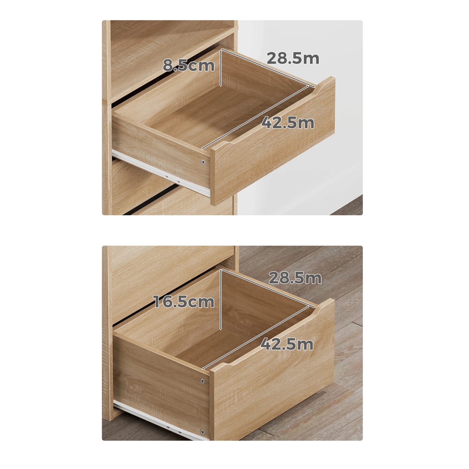 8 Alfordson Chest of 5 Drawers Office Storage Cabinet Tallboy Bedroom - Oak, 8 of 10