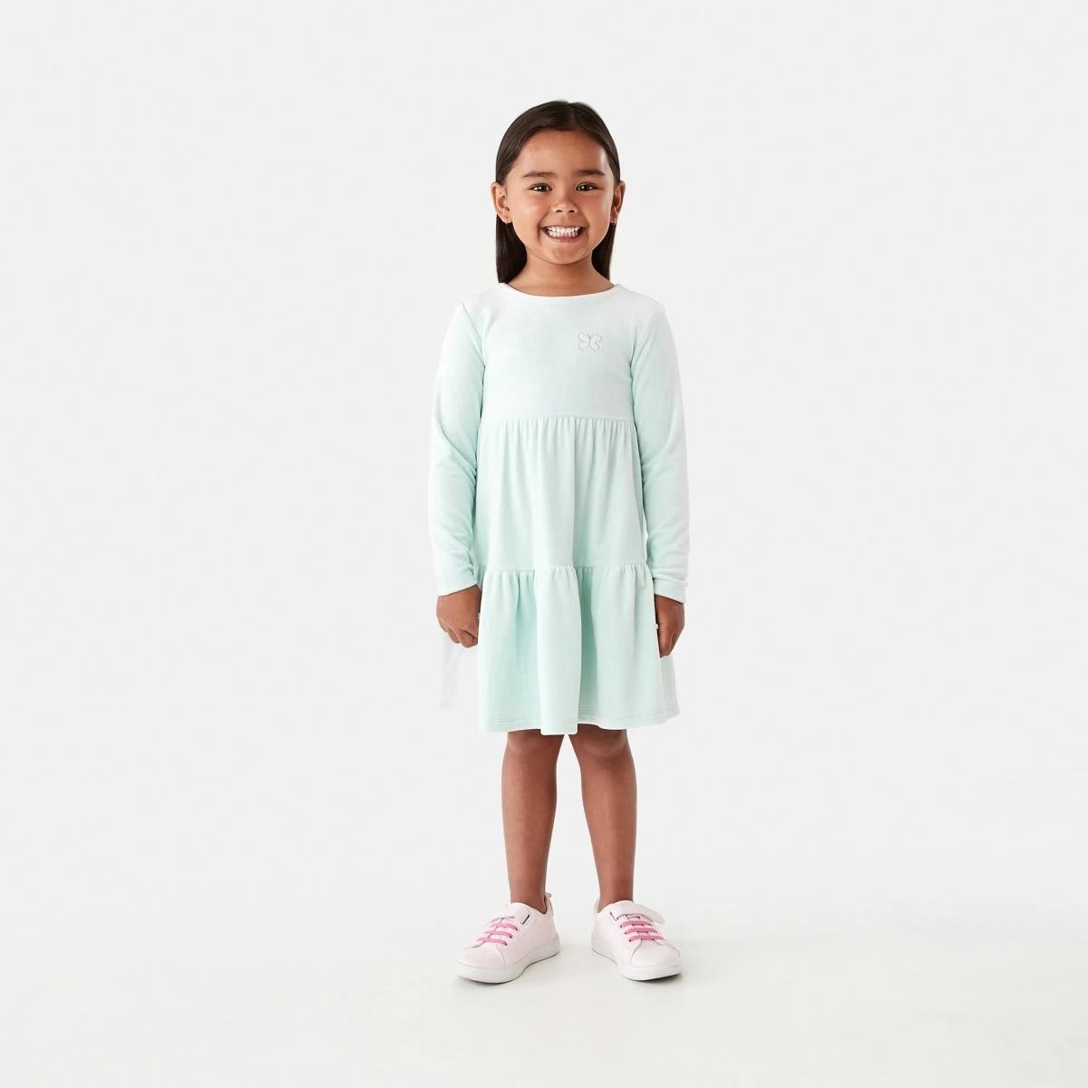 6 Long Sleeve Velour Tier Dress Butterfly, 6 of 9