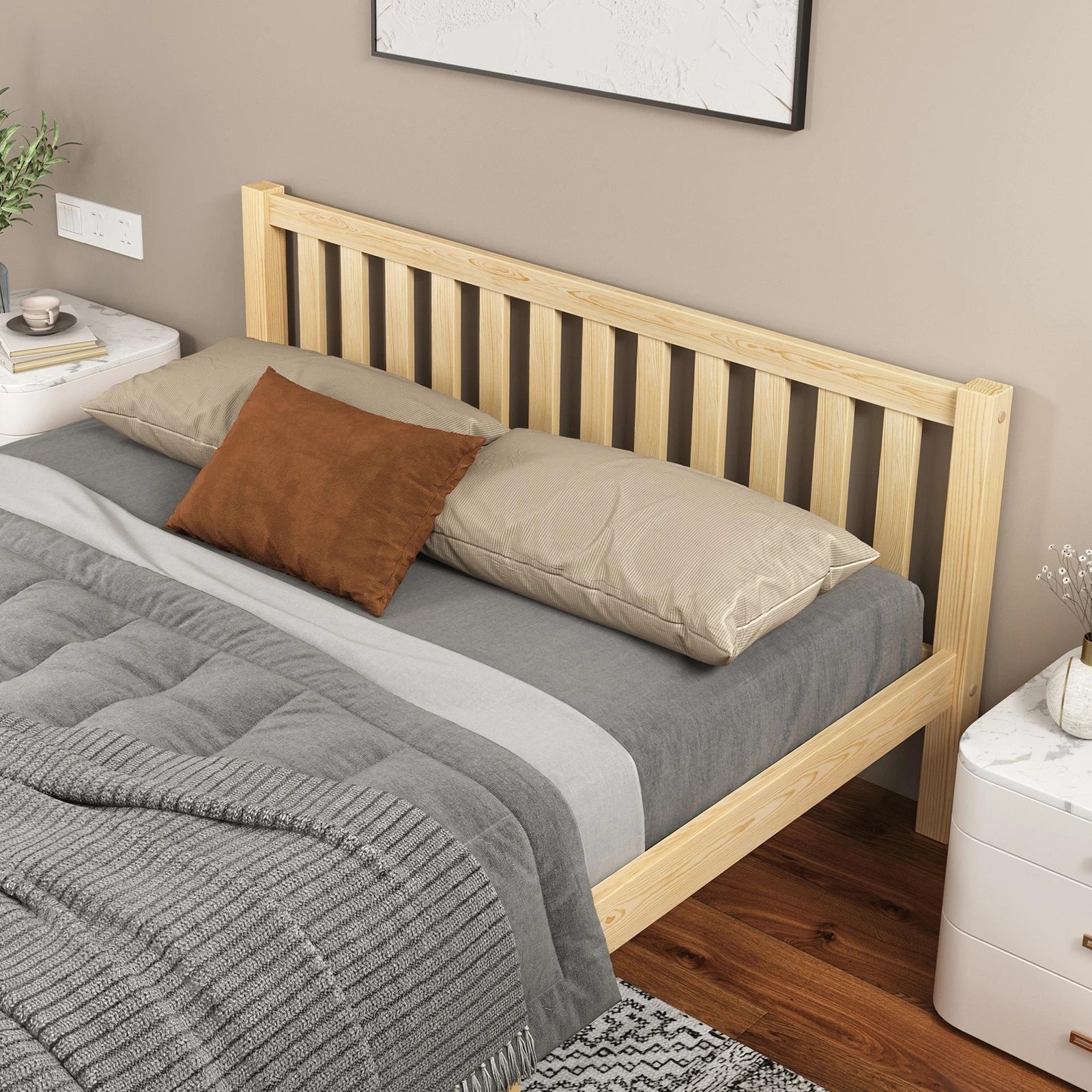 4 Alfordson Bed Frame Wooden Timber Double Size Mattress Base Platform Fenella - Natural, 4 of 10