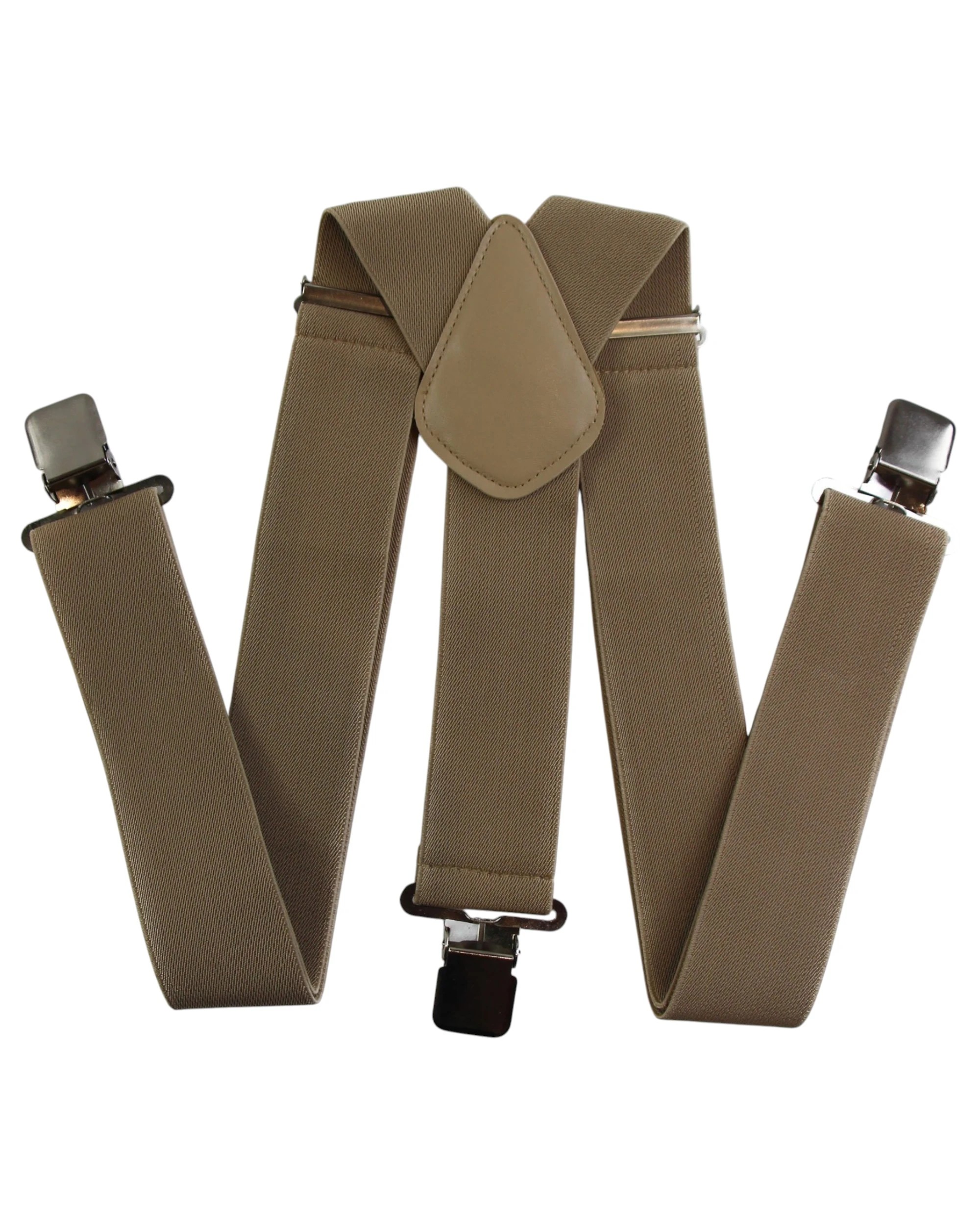 1 Zasel Mens Extra Wide Heavy Duty Adjustable 120cm Latte Suspenders, 1 of 3