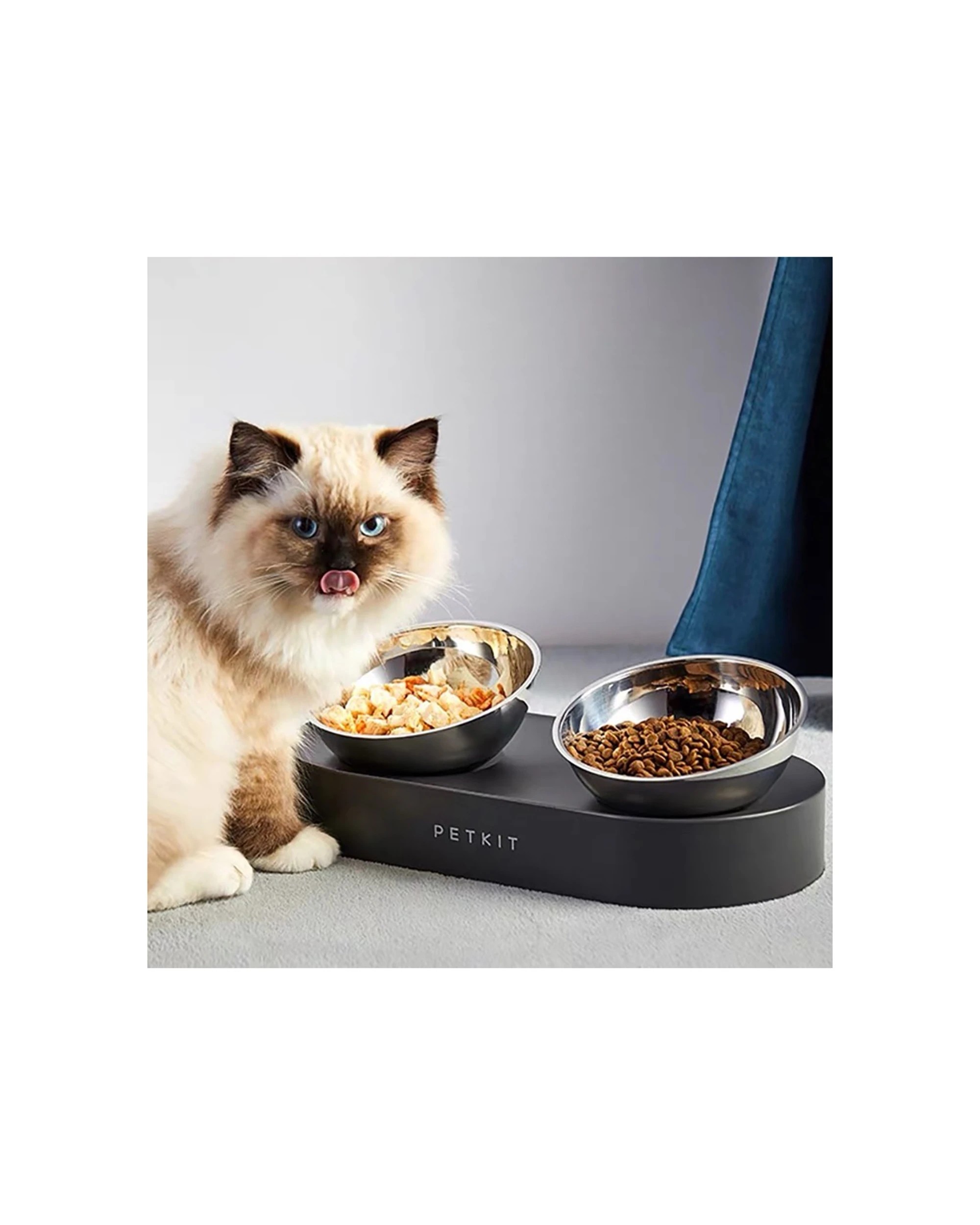 2 Petkit Fresh Nano Adjustable Double Feeding Stainless Steel Bowl Set Easy Clean - Grey, 2 of 2