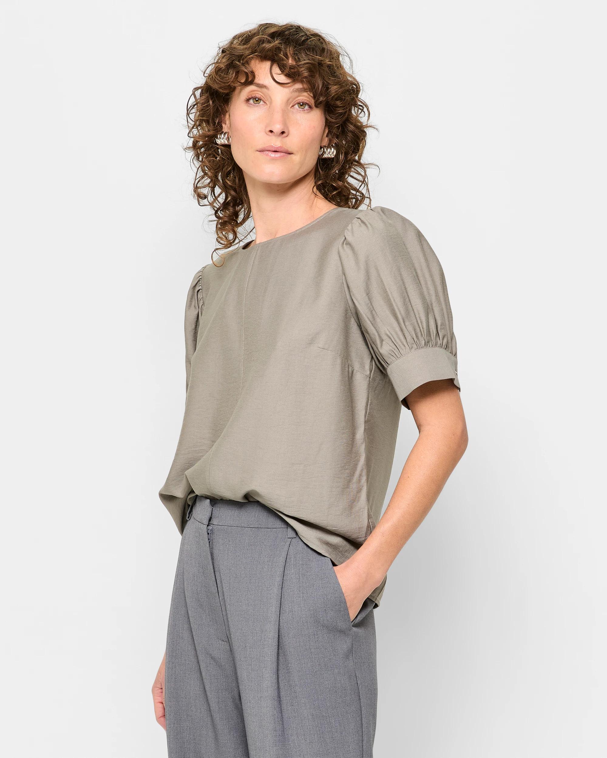3 Blouson Sleeve Blouse - Preview DUSTY KHAKI, 3 of 5