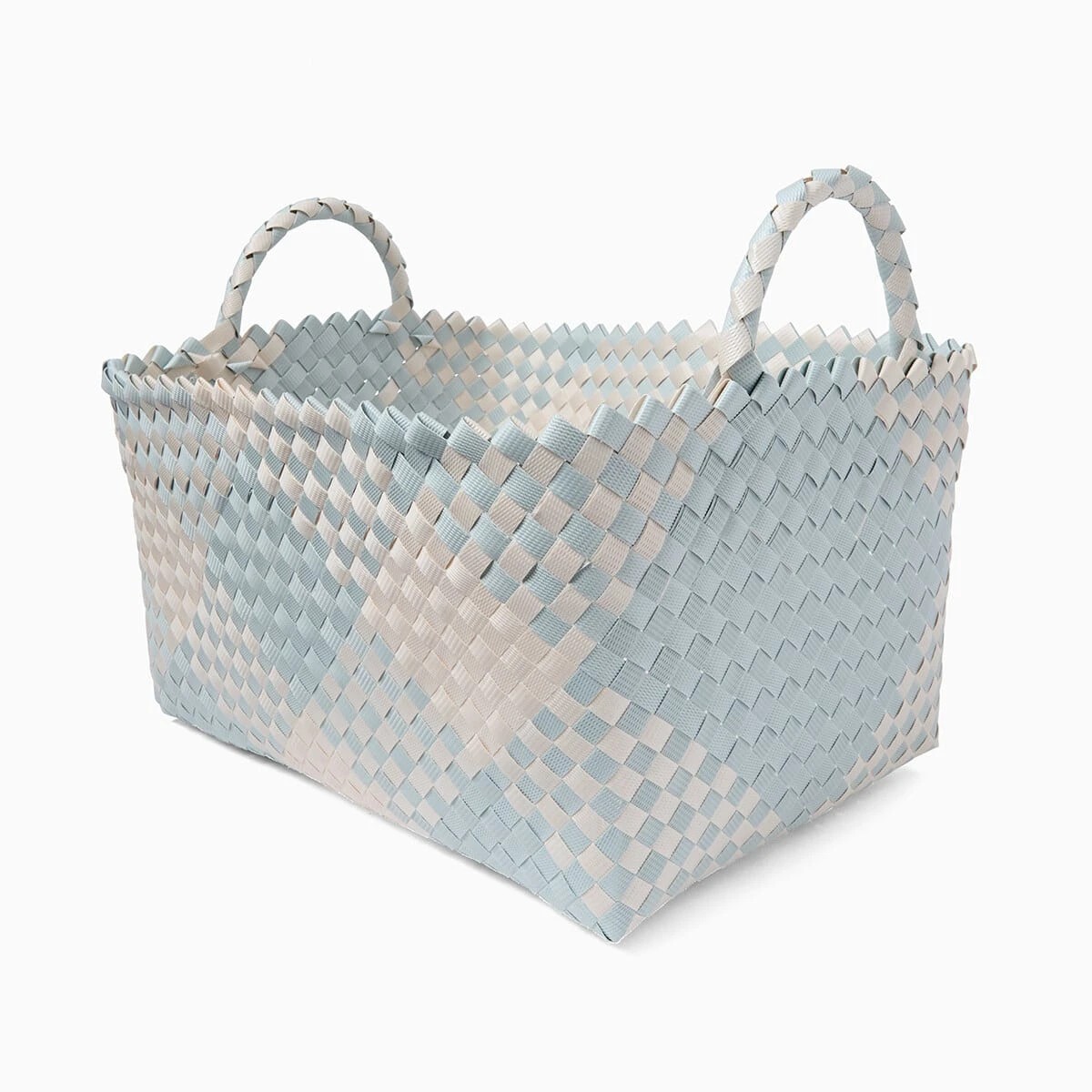 1 Rectangle Check Plastic Basket - Blue, 1 of 7