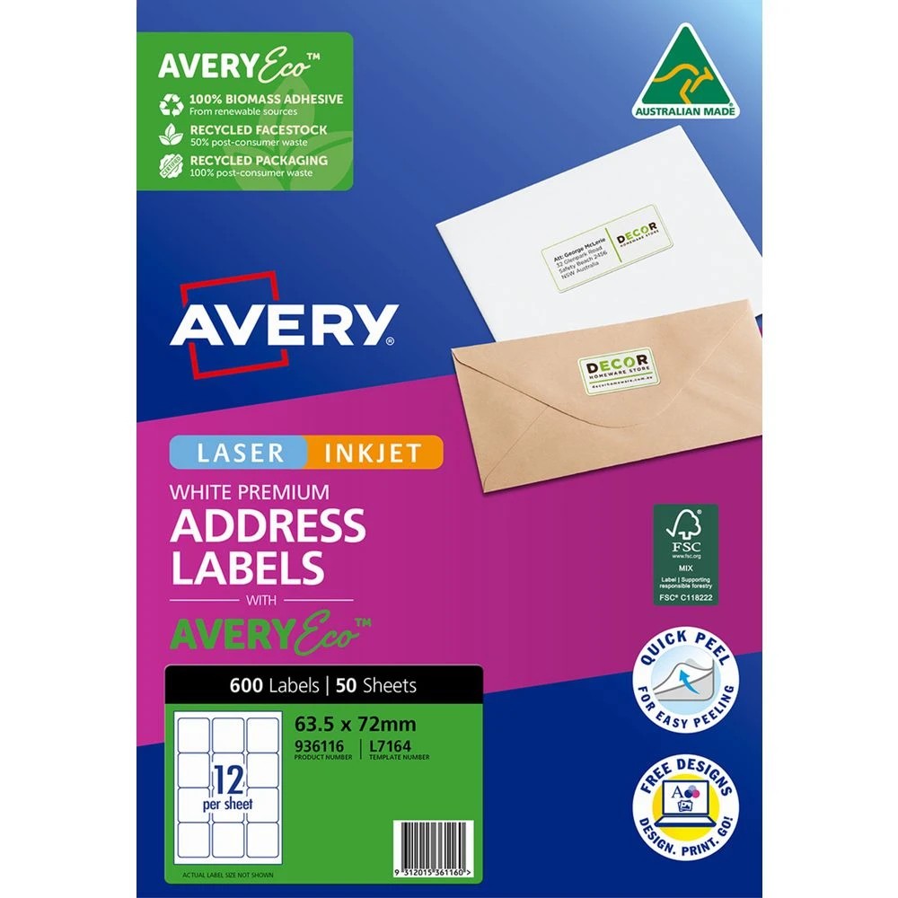 2 Avery Premium White Addressing Labels AveryEco 12UP 50 Sheets, 2 of 10