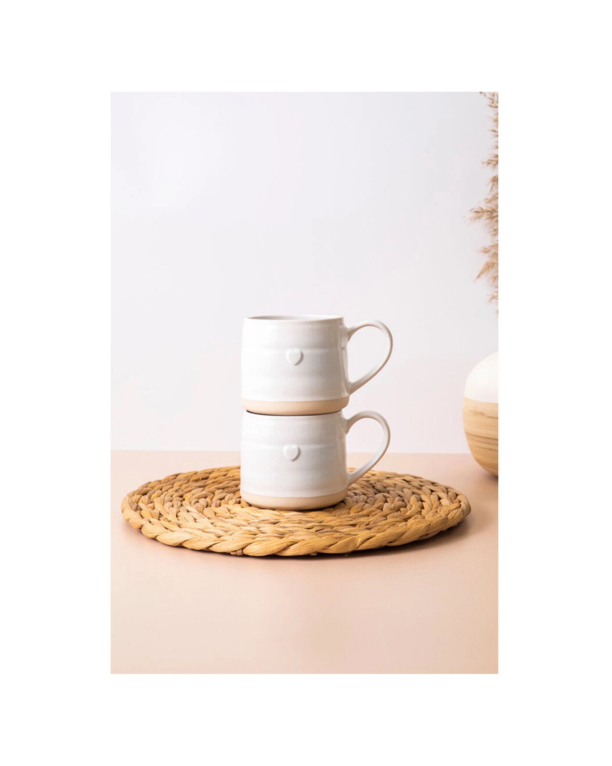 4 Mikasa Farmhouse 2pc Heart Stoneware Mugs Set 380ml Durable Glossy Finish - White, 4 of 5