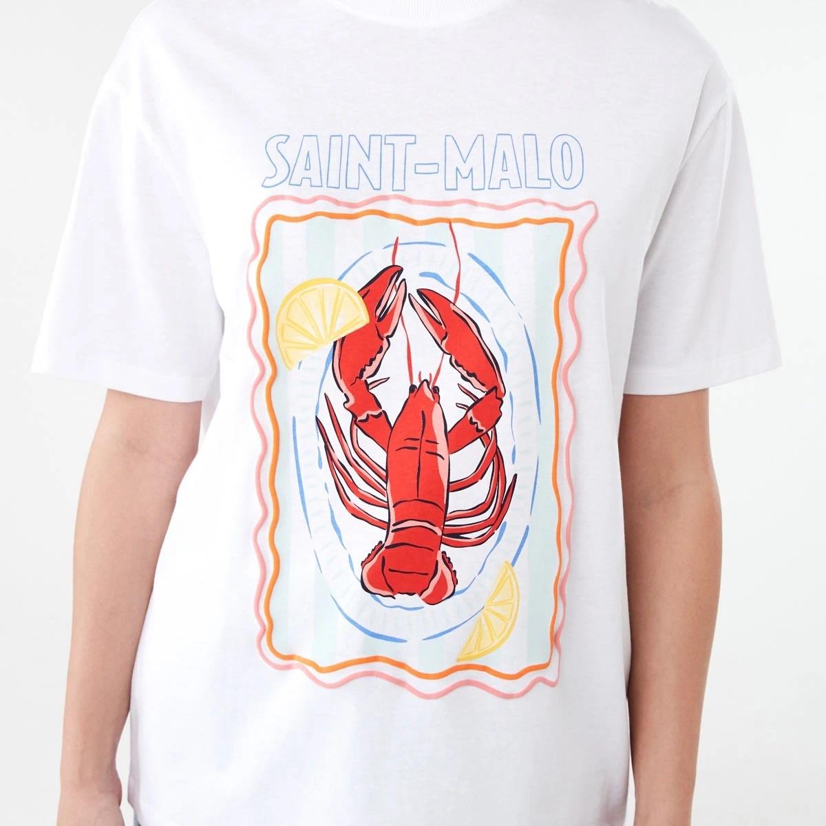 5 Short Sleeve Oversized Boyfriend T-shirt SAINT MALO WHITE, 5 of 5