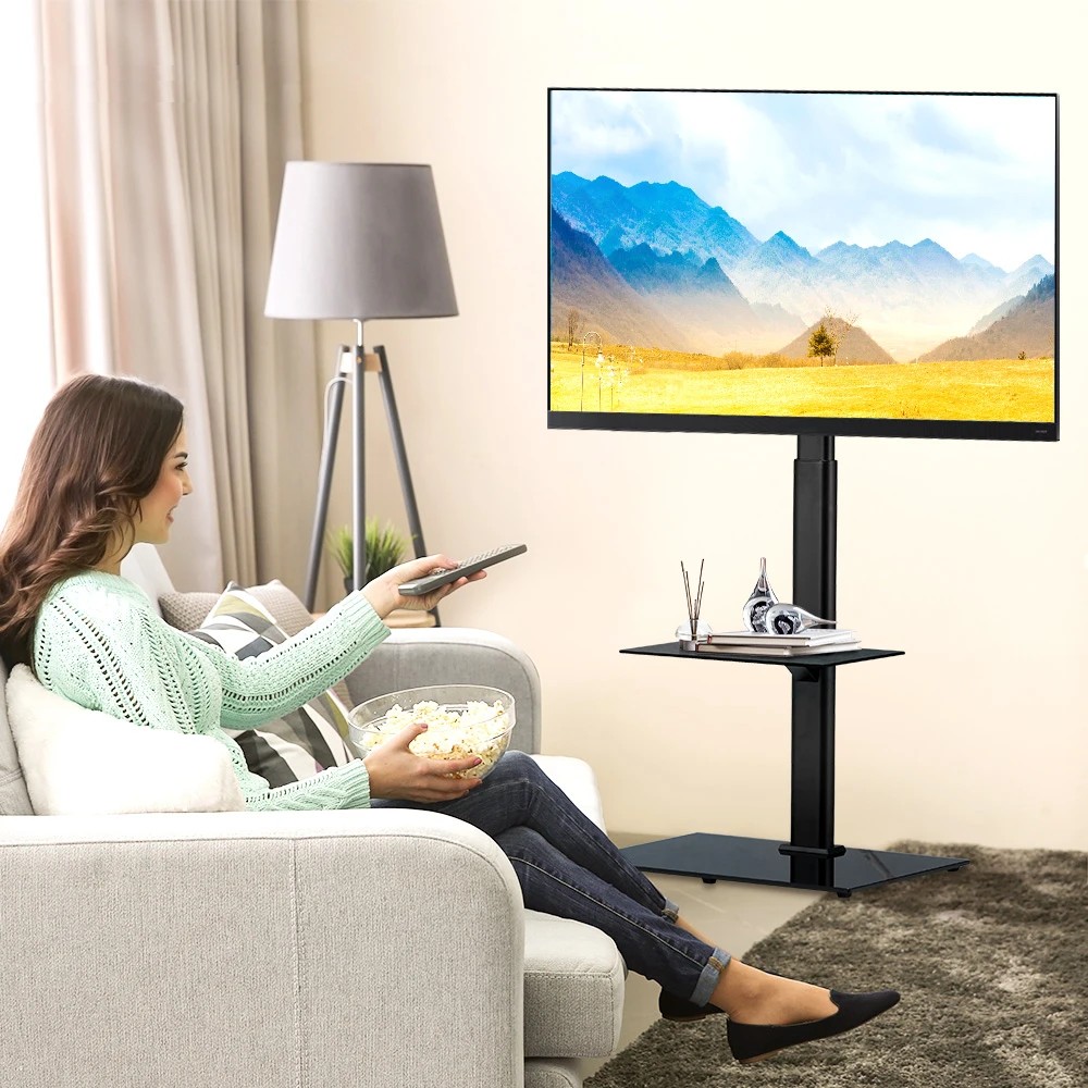 3 ZUNI TV Stand Bracket with Laptop Shelf for 32-65 inch TVs for Bedroom Office - Black, 3 of 3