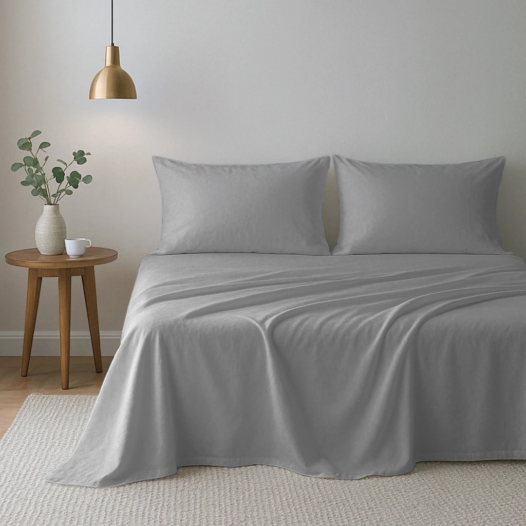 1 Royal Comfort Opulence Washed Microfibre Sheet Set - Single Bed - Grey, 1 of 5