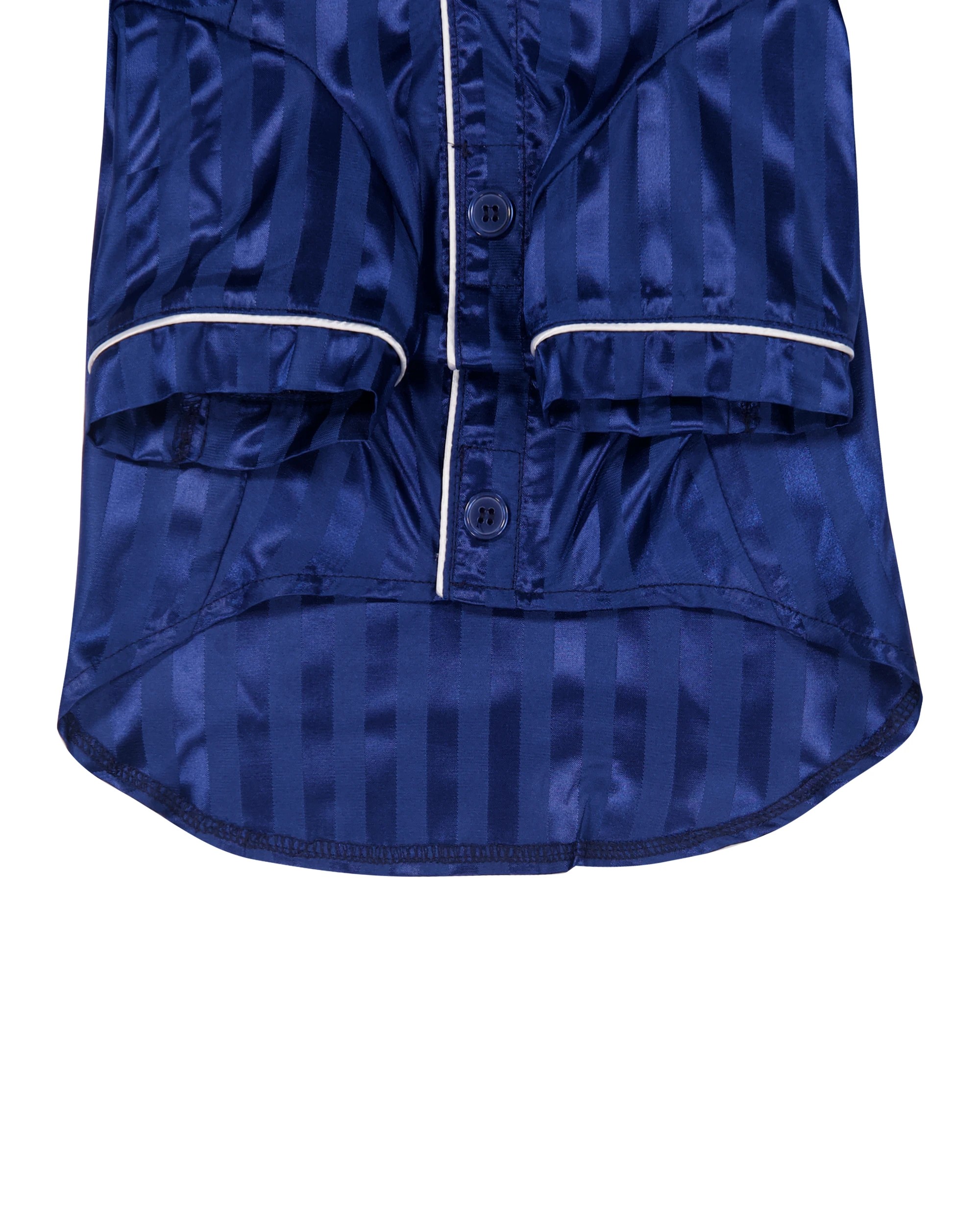 4 Pet Satin Stripe Pyjamas - Medium, Navy, 4 of 9