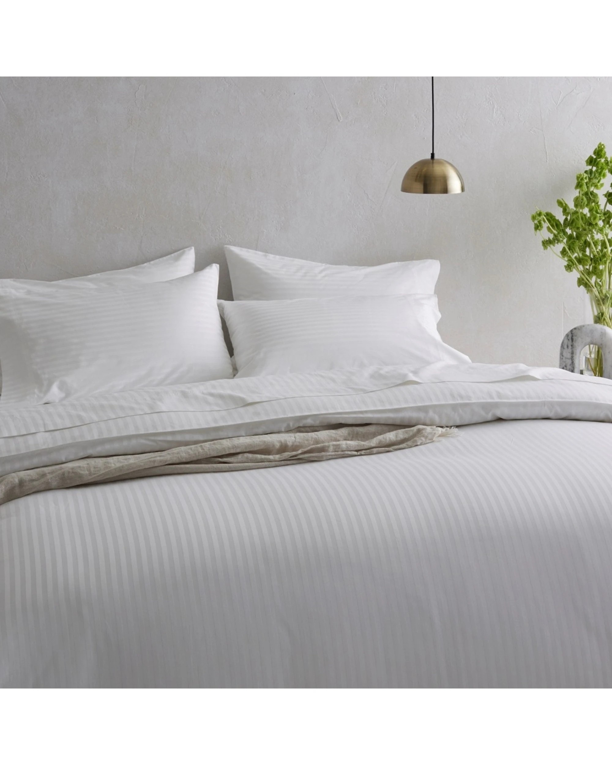 3 Bedding Co Quilt Cover Set 500TC Organic Cotton Stripe - Queen Bed - White, 3 of 5