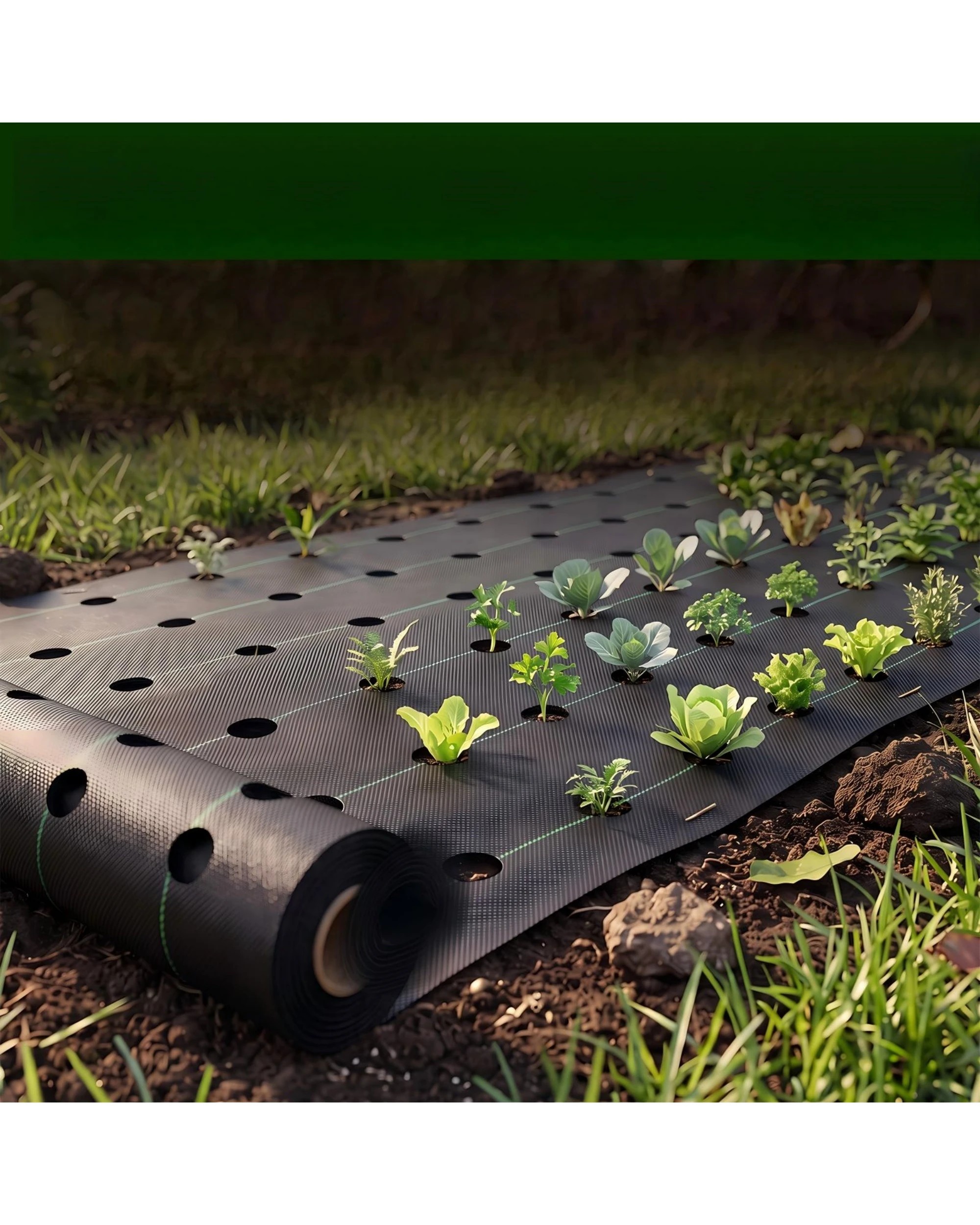 5 Advwin Weed Mat with Holes, 1.5x50m Weed Control Mat Barrier Matting Ground Cover Membrane with Nails - Black, 5 of 9