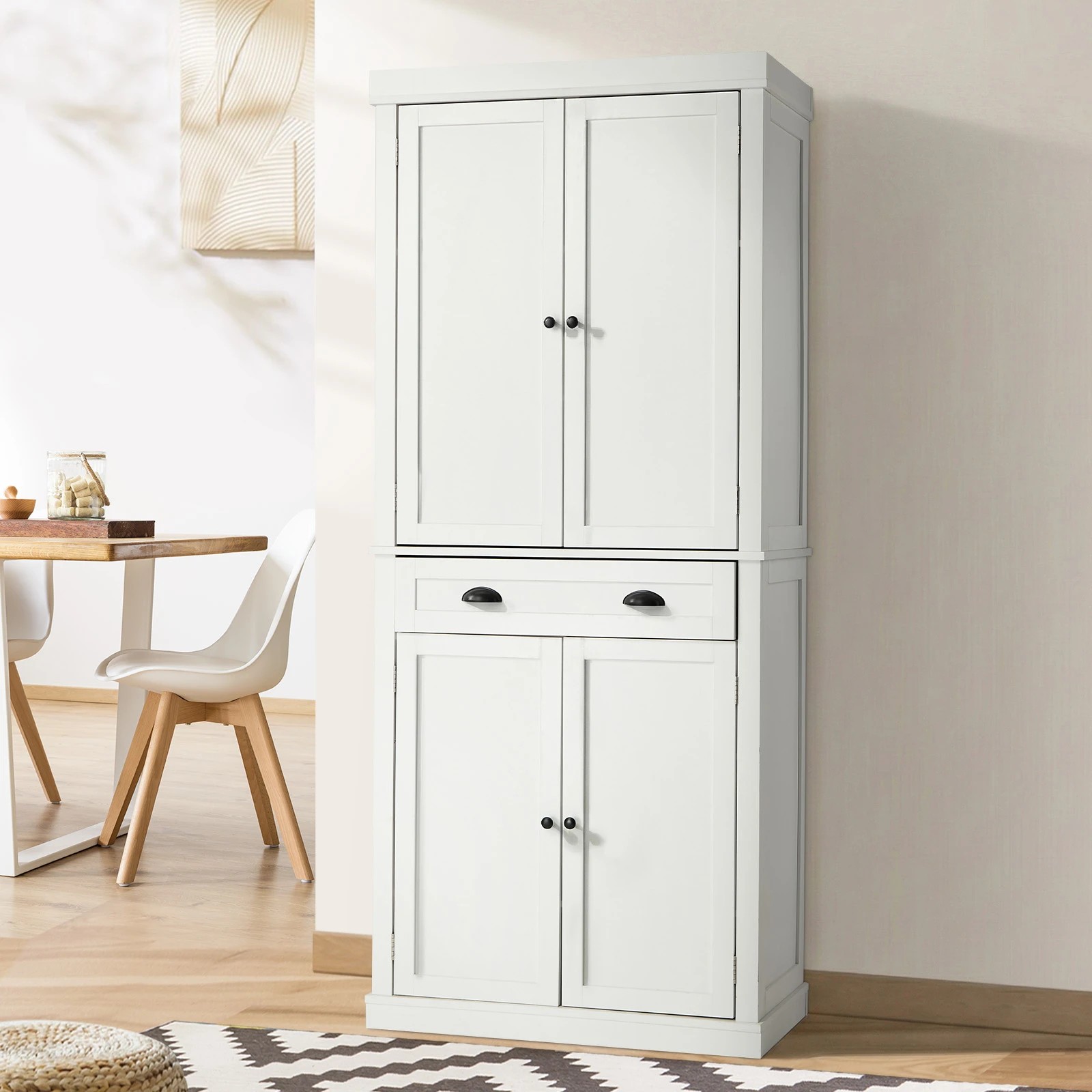 3 Oikiture Buffet Sideboard Storage Cabinet Cupboard 6-Tier Shelf - White, 3 of 9