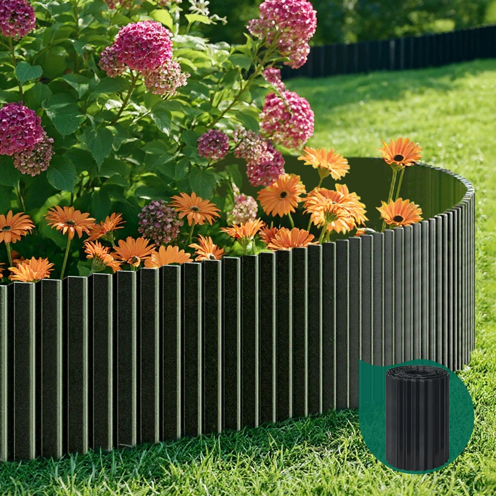 3 Livsip Garden Edging 20mx30cm Landscape Lawn Edge Border DIY Fence Steel - Black, 3 of 9