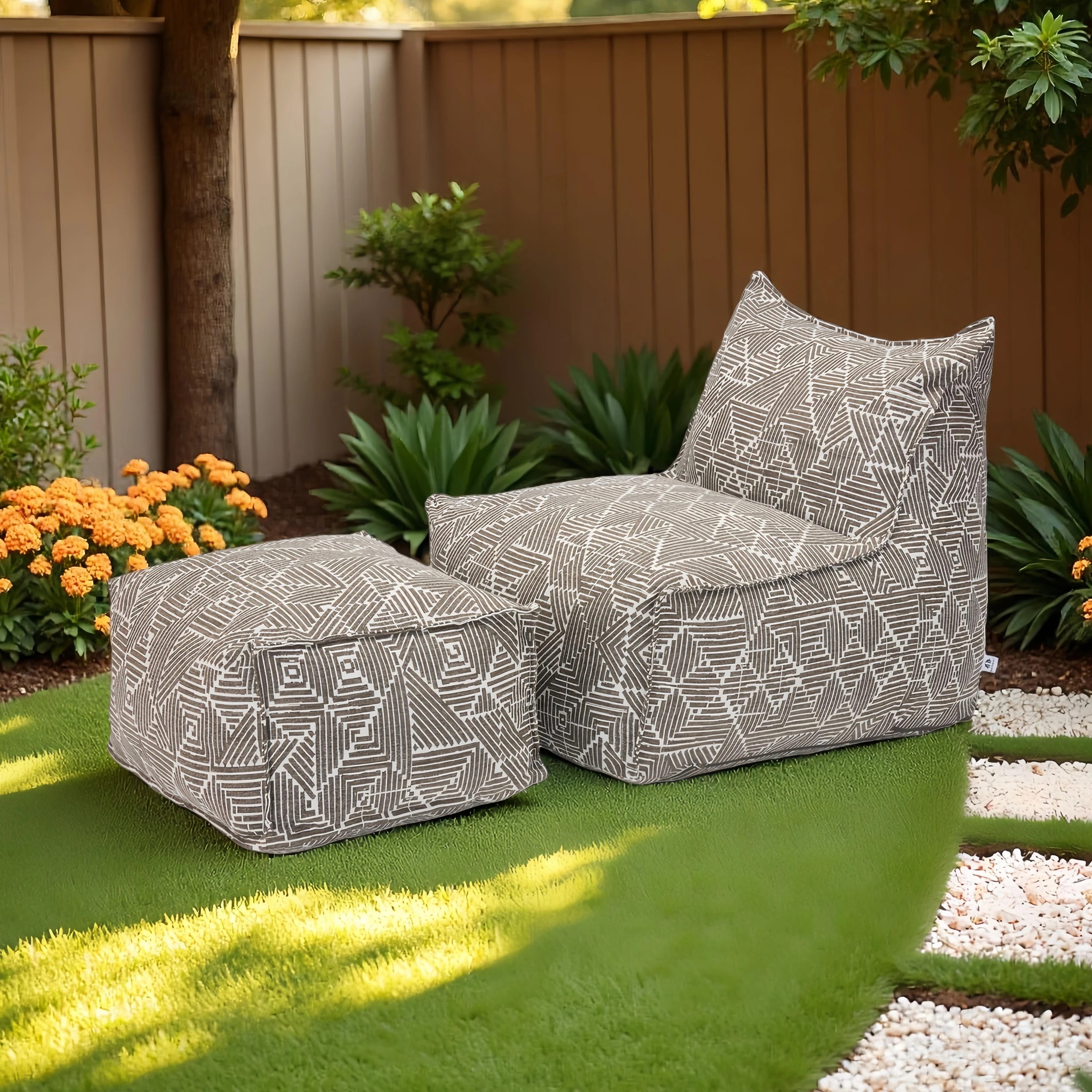 9 IHOMDEC Outdoor Waterproof Compression Sofa With Ottoman - Beige, 9 of 10