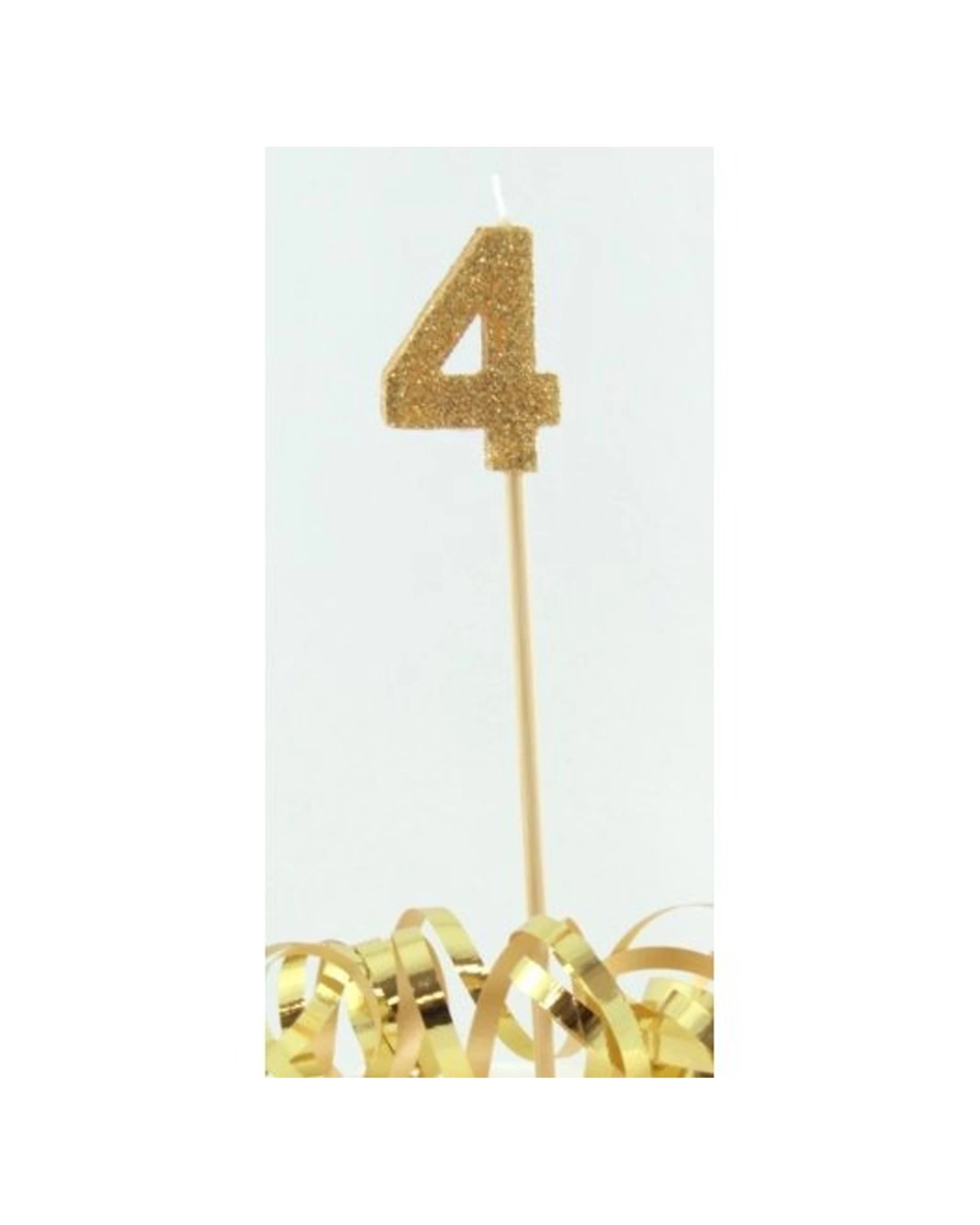 2 Alpen Candle Glitter Long Stick Number 4 Birthday Cake Decoration - Gold, 2 of 2