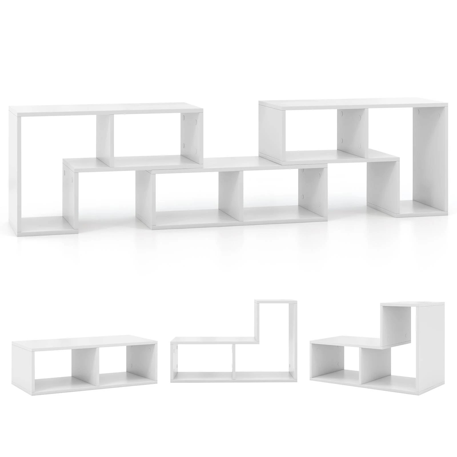 1 Costway TV Cabinet Entertainment Unit 3-Piece Convertible Media Console Table w/Storage Cubes, 1 of 1