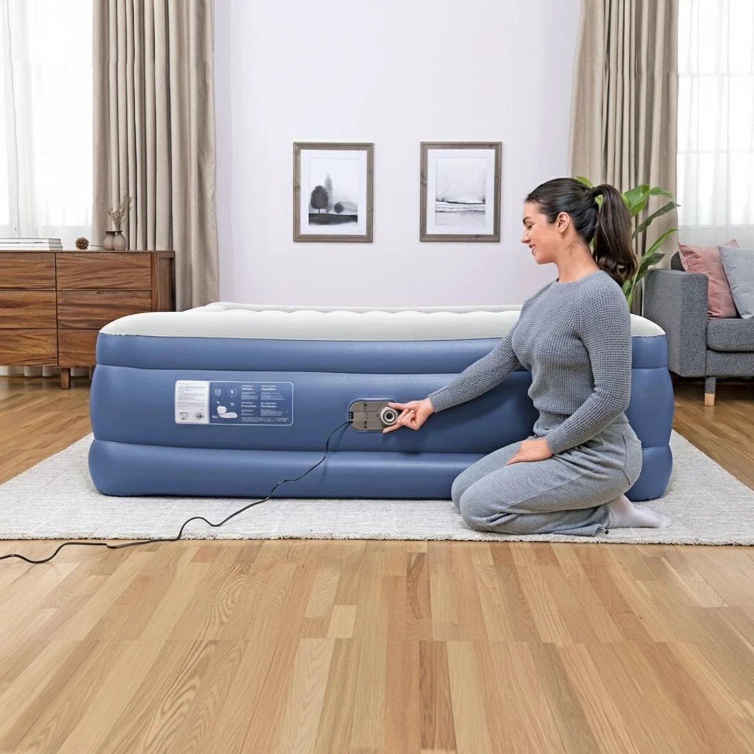 6 Bestway Air Mattress King Inflatable Bed 56cm Airbed - King Bed - Blue, 6 of 7