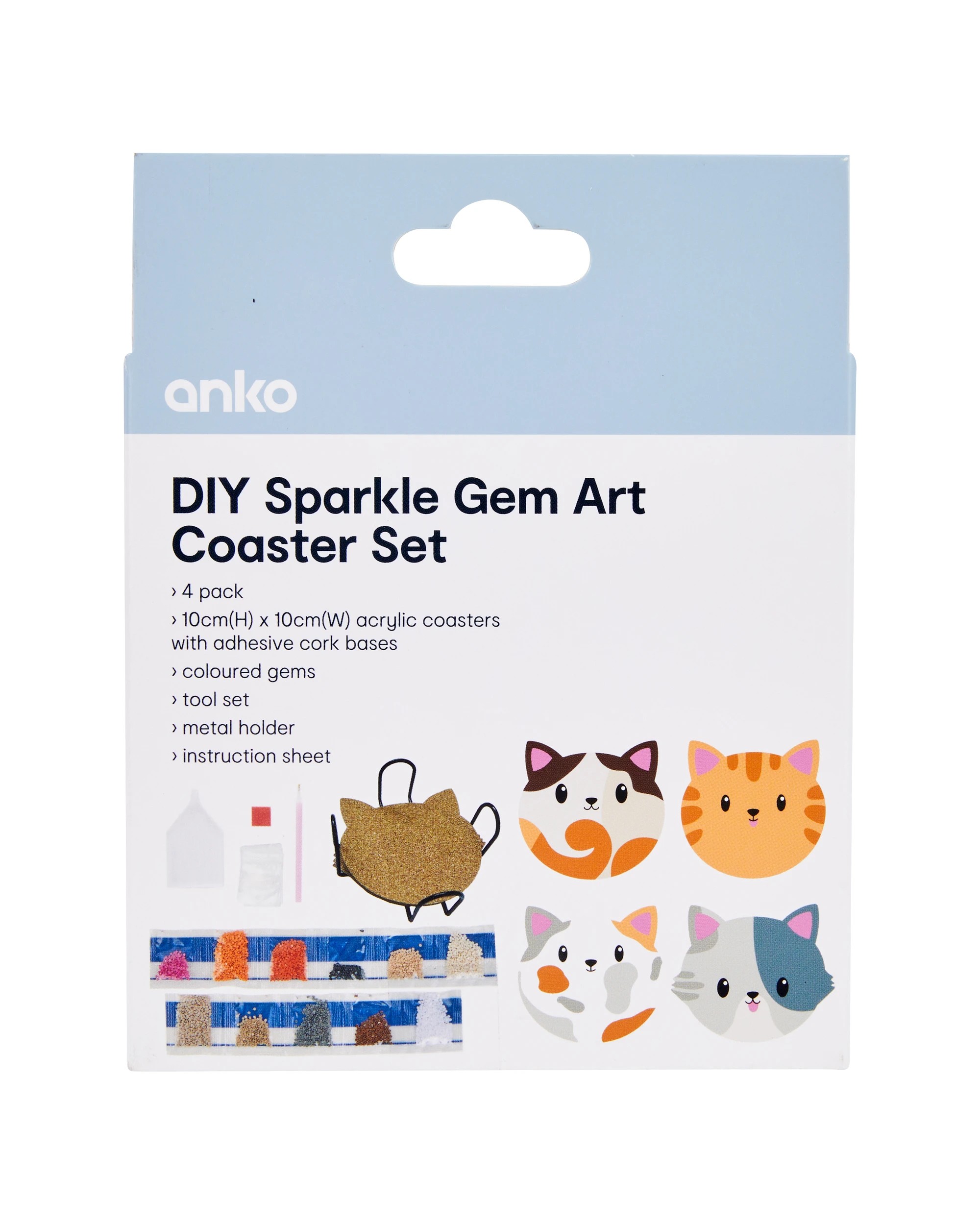 4 DIY Sparkle Gem Art Coaster Set - Pets, 4 of 4