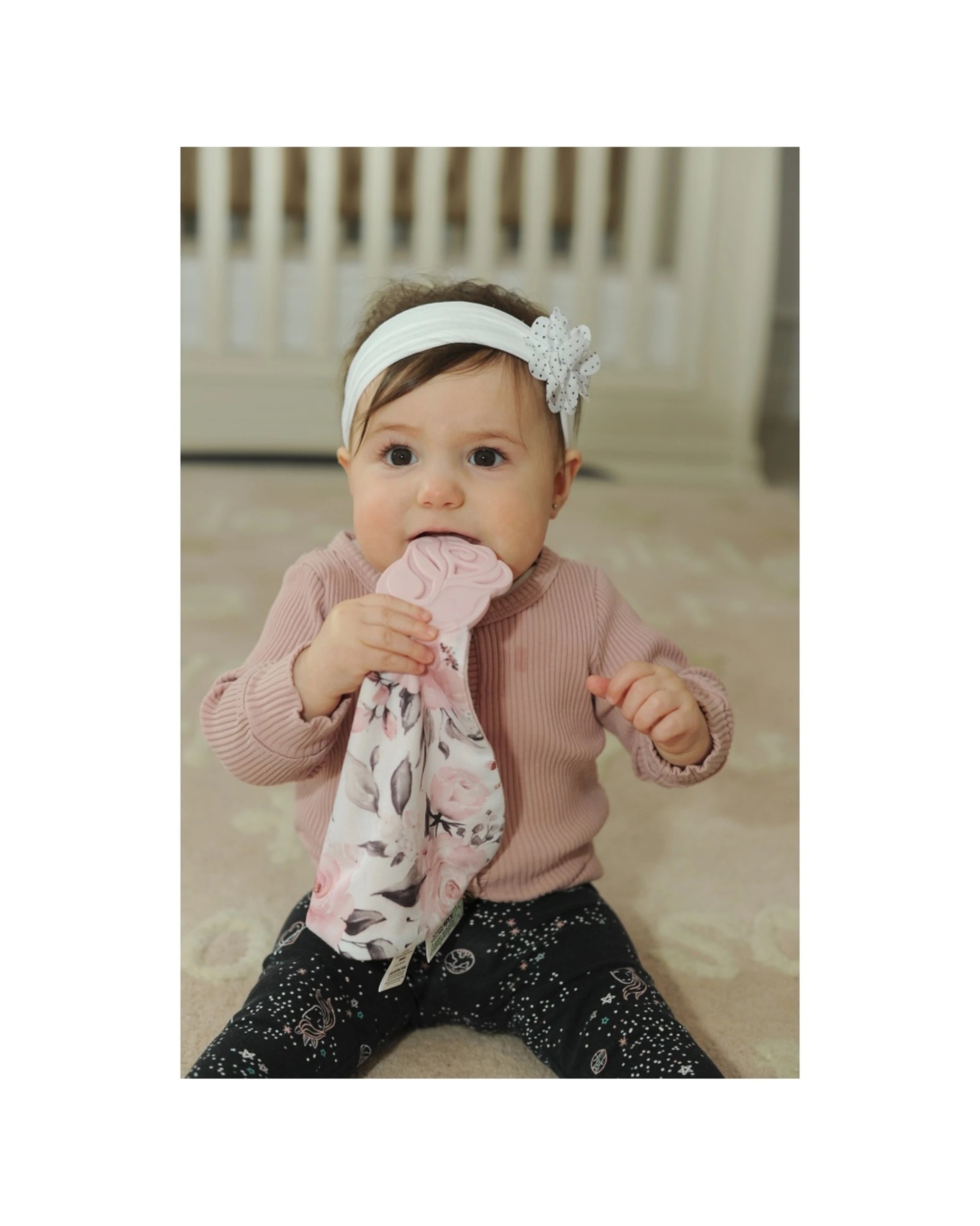 2 Malarkey Kids Munch-It Blanket Teething Toy Rosie Posie Design Baby - Pink, 2 of 3