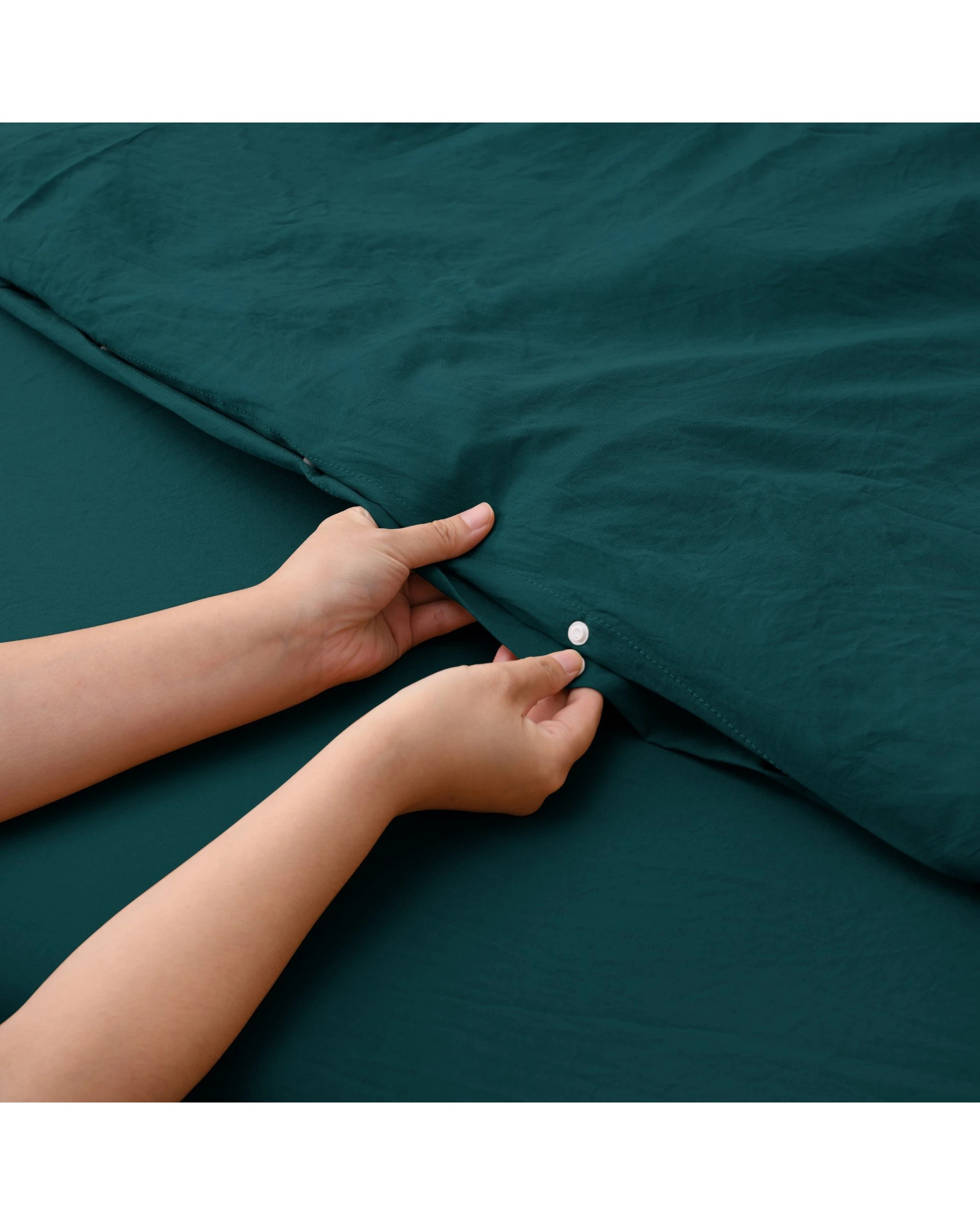 4 Dreamaker Superfine Washed Microfibre Quilt Cover Set - Queen Bed - Teal, 4 of 8