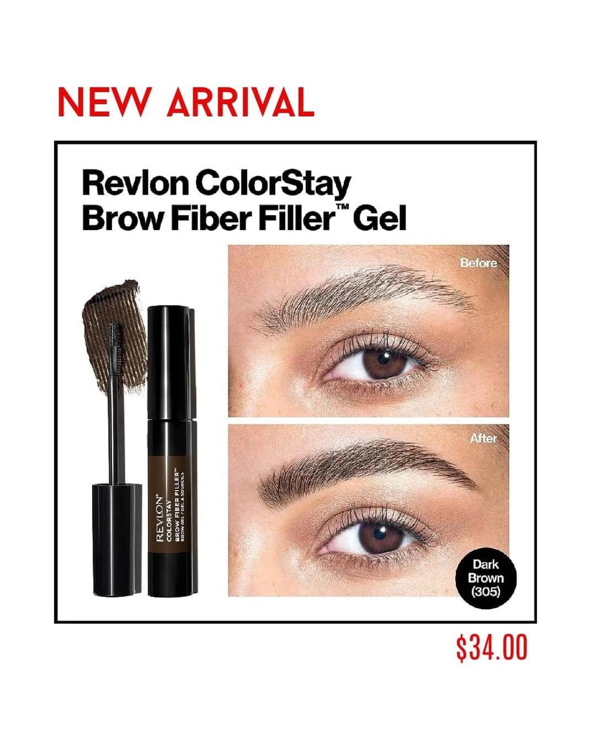 4 2 x Revlon ColorStay Brow Fiber Filler 6.8g - 305 Dark Brown - Brown, 4 of 5