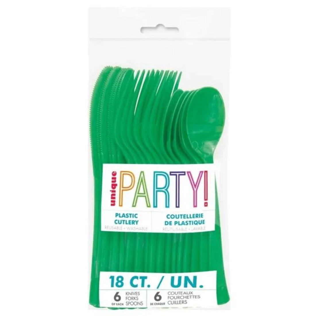 2 Unique Emerald Green Reusable Plastic Cutlery (Pack of 18), 2 of 2