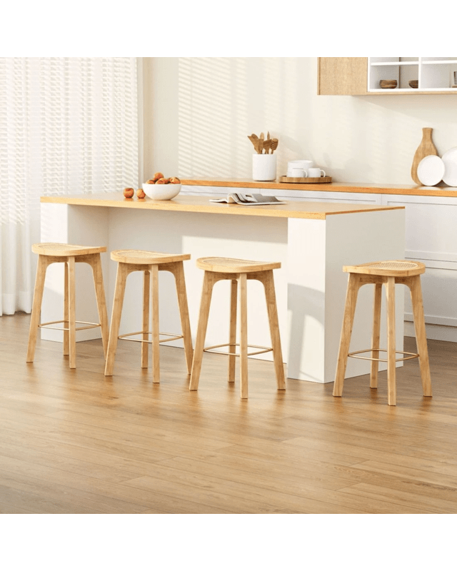 Artiss 4x Bar Stools Bamboo Rattan Stool Counter Chair Kitchen Barstools - Nat