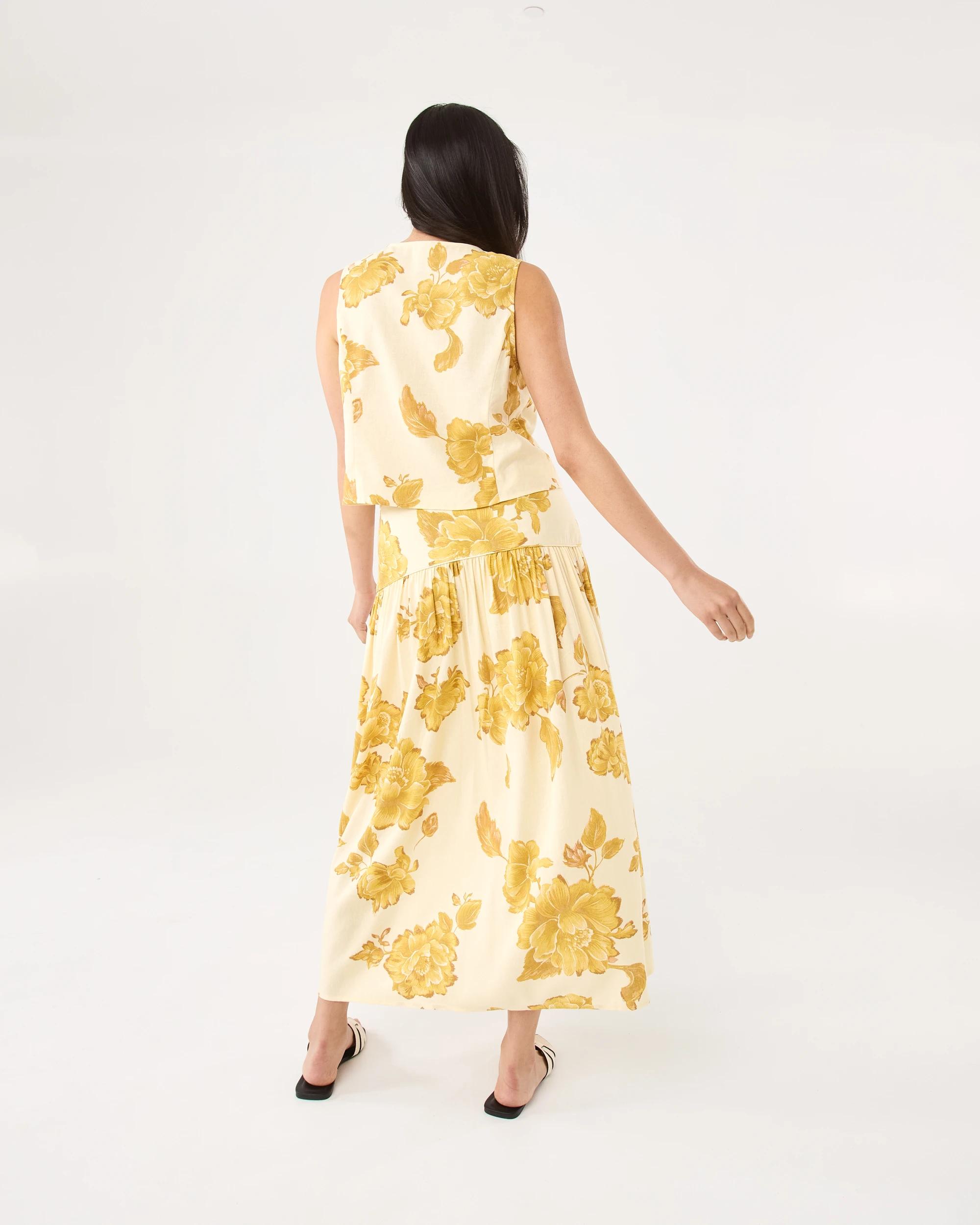 4 Textured Yoke Maxi Skirt Boho Flral, 4 of 6