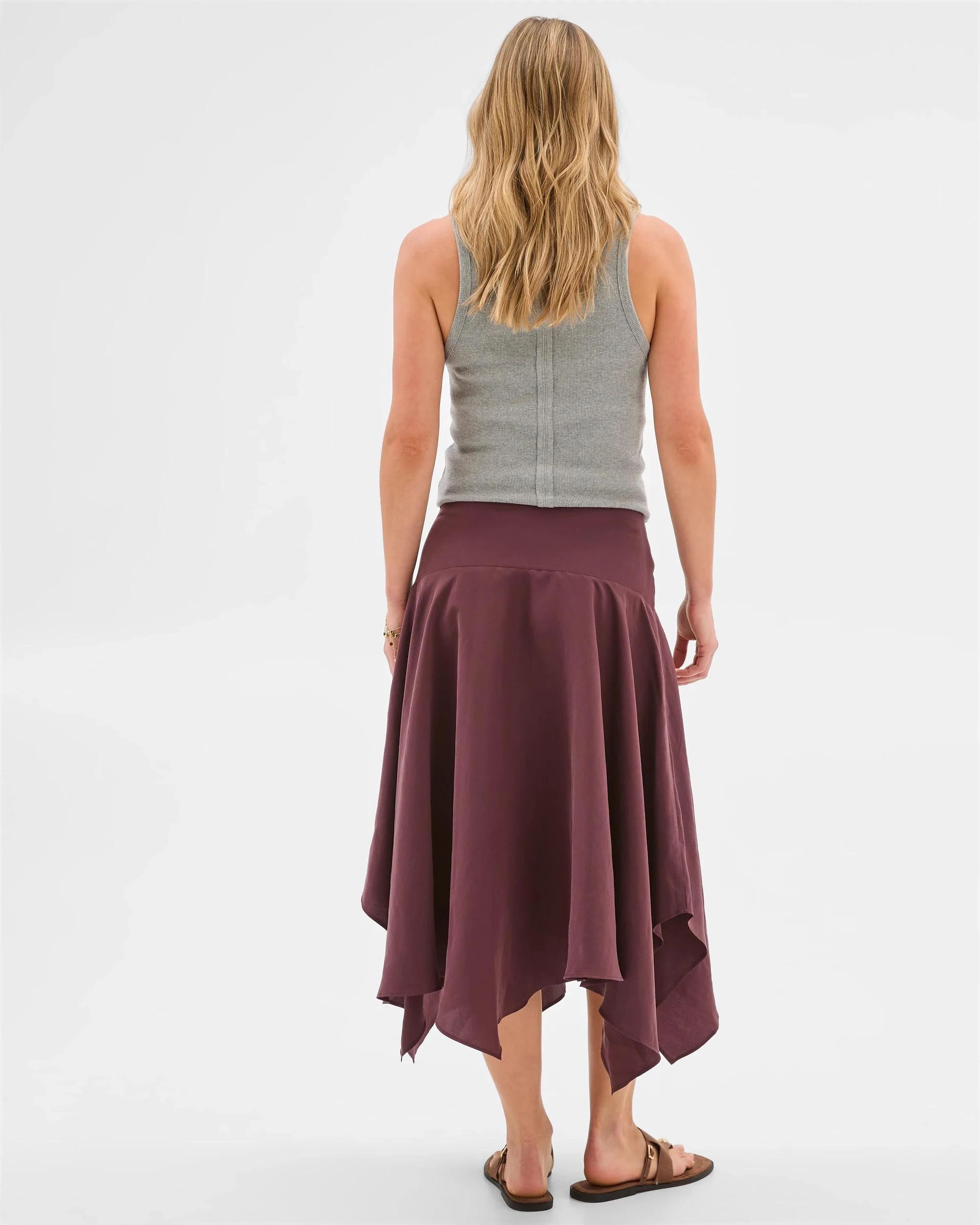 5 Lily Loves Hanky Hem Midi Skirt BURGUNDY ROUGE, 5 of 6